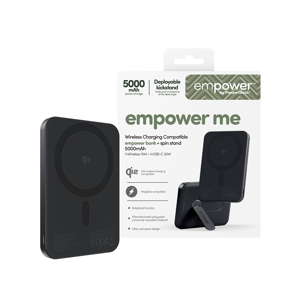EMPOWER BANK W. SPIN STAND 5000MAH SPACE BLACK
