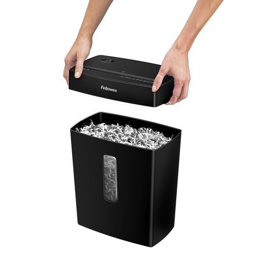 Fellowes Powershred P-42C Aktenvernichter mit Partikelschnitt P-4, 4 x 34 mm, bis 8 Blatt, schwarz