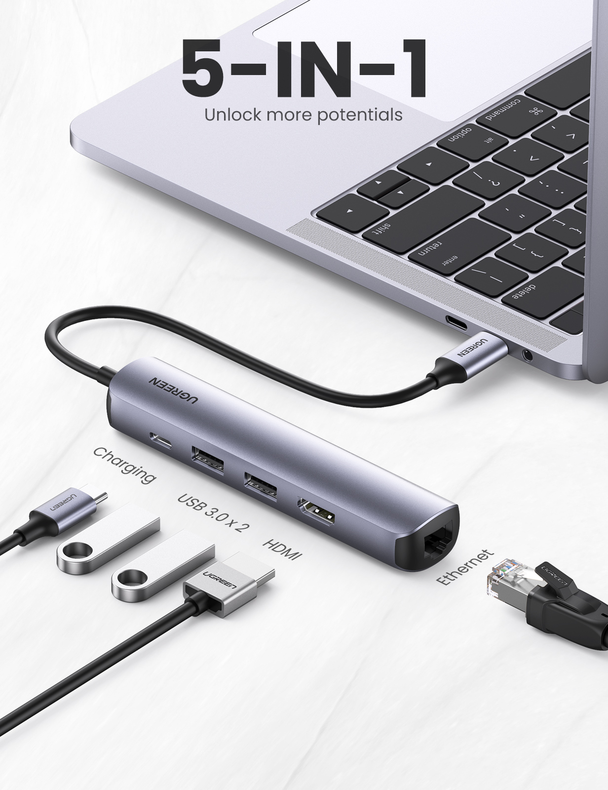 CM418 5-in-1 USB-C Hub, Dockingstation