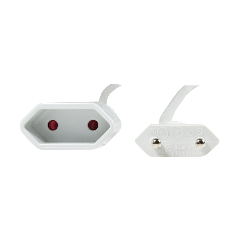Logilink Netzkabel Euro CEE 7/16 Stecker zu Dose, 2m, WeiÃ