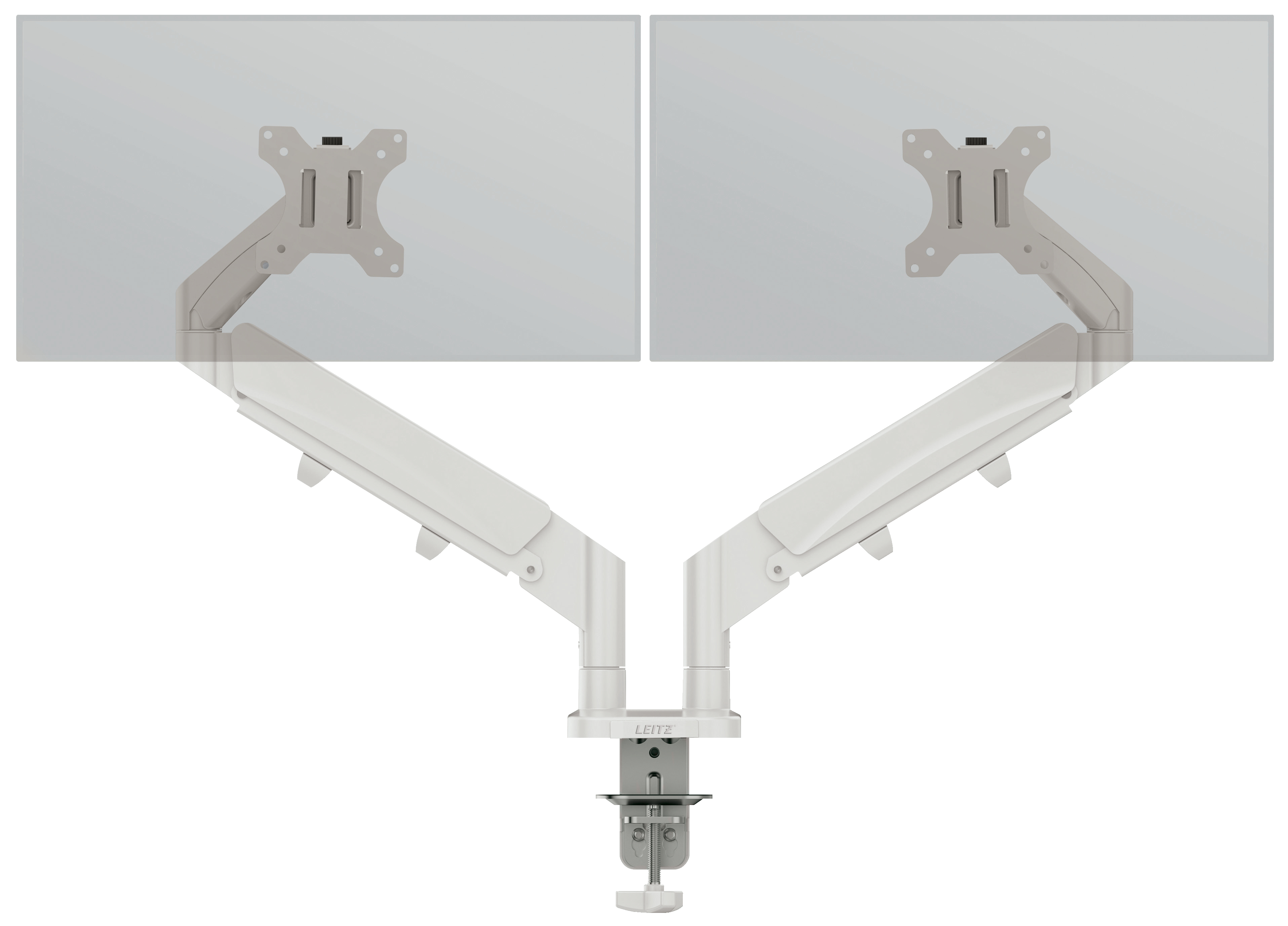 LEITZ Monitor-Halterung Ergo 65370085 lichtgrau für 2 Monitore, Tischklemme