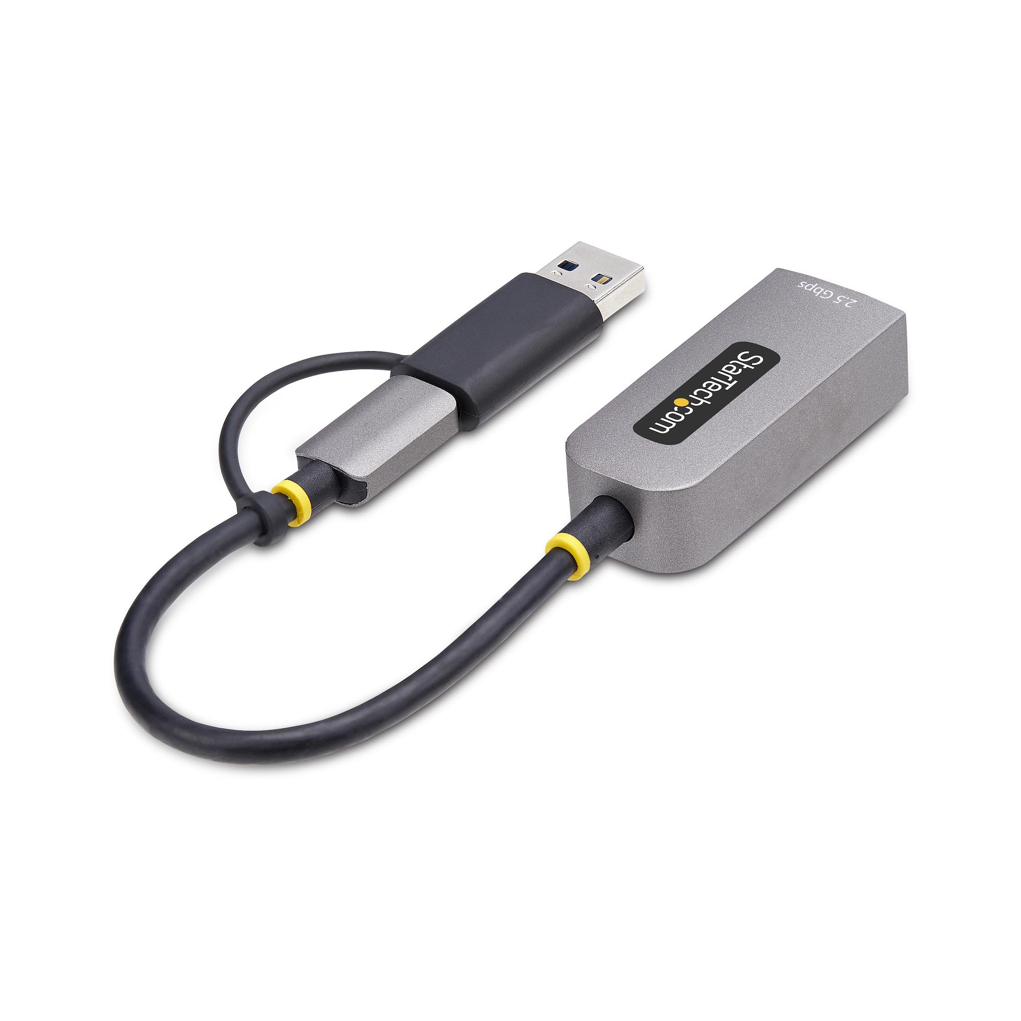 STARTECH.COM 2.5GbE USB C Ethernet Adapter mit USB-A Adapter USB-C LAN-RJ45 Netzwerkadapter USB 3.0 Typ-C 2.5Gb Netzwerk