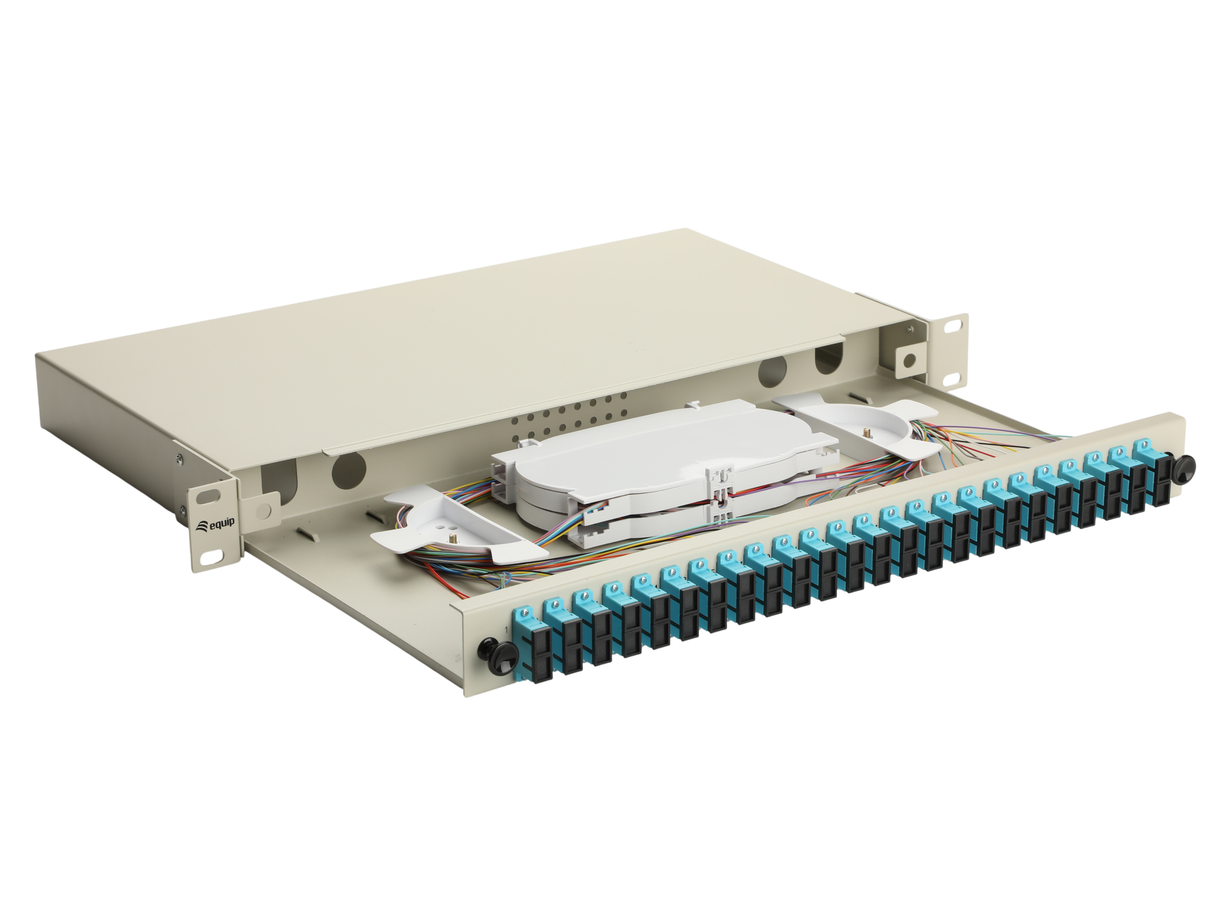 Equip LWL-Spleißkasten 24-Port SC-Duplex OM3 1U komplett gr