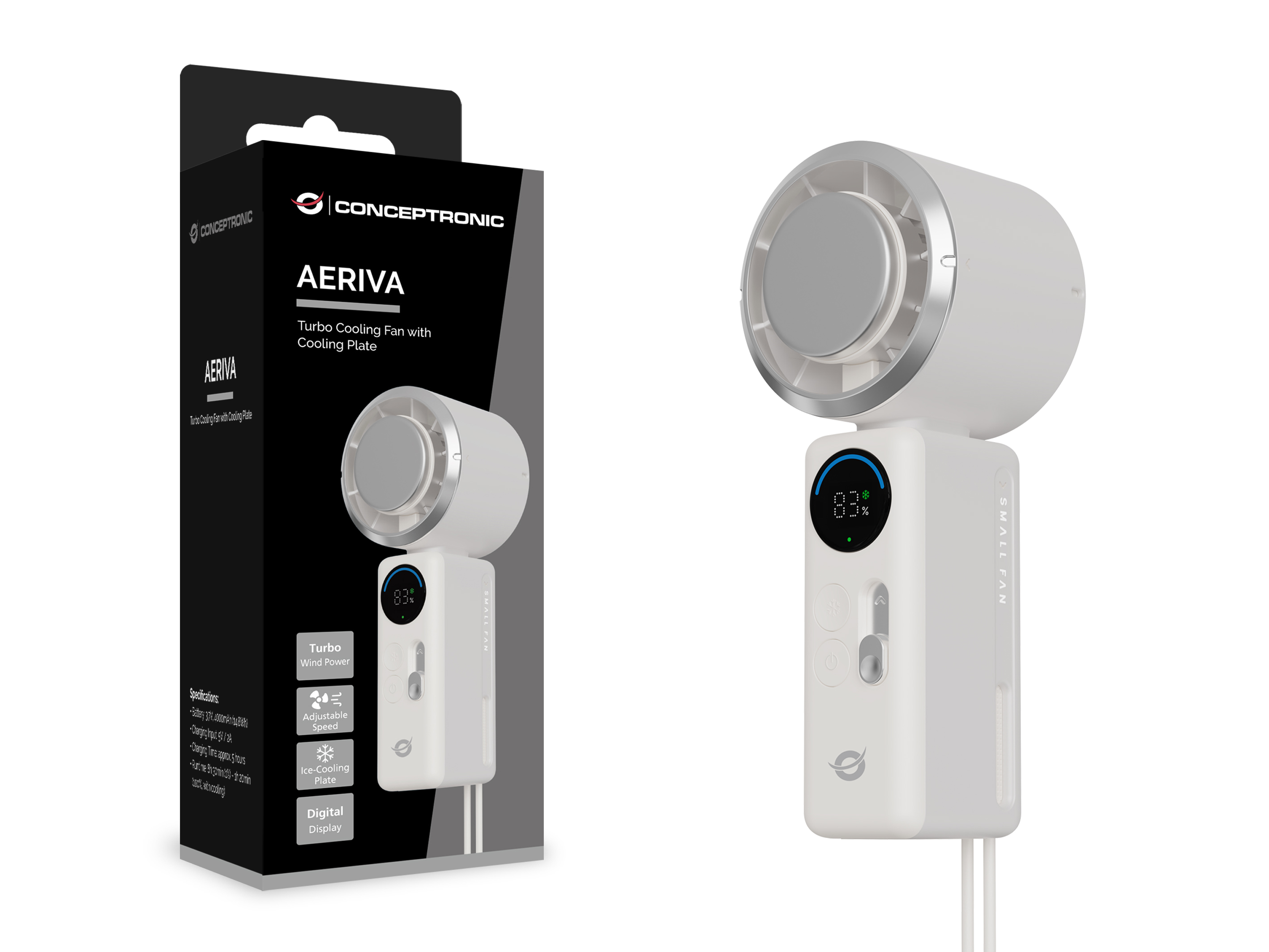 CONCEPTRONIC Lüfter Turbo USB-C->USB-A mit Kühlplatte ws