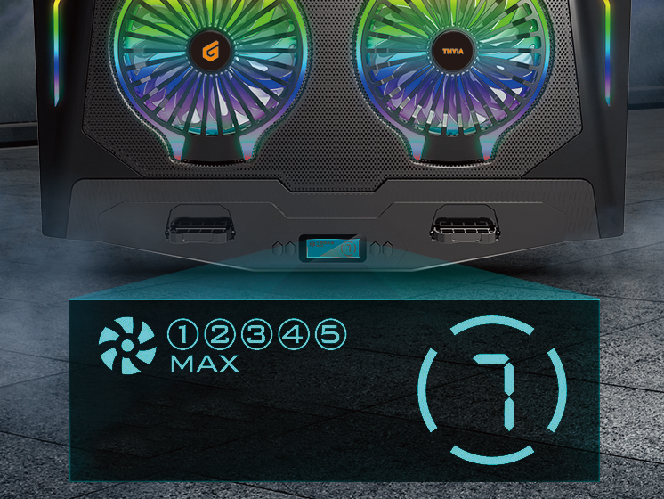 CONCEPTRONIC 2-Fan USB-A2.0 Laptop-Kühlpad 40Kg RGB 17 sw