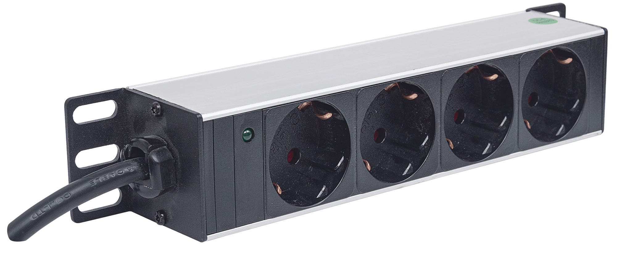 INTELLINET 25,4cm 10Zoll Steckdosenleiste 4-fach SCHUKO Power-LED ohne Ueberspannungsschutz 1,8m Stromkabel 1 HE