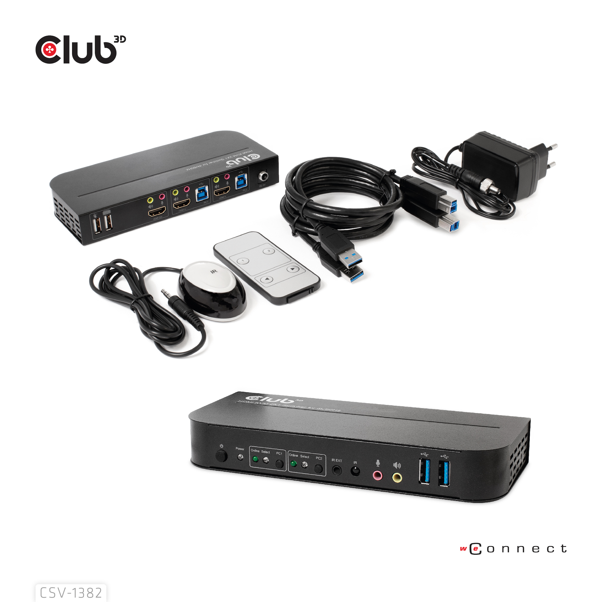 Club3D KVM Switch 4K60Hz 2x HDMI > HDMI/2xUSB/Audio retail
