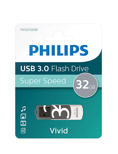 PHILIPS USB-Stick Vivid 3.0 grau, weiß 32 GB, 1 St.