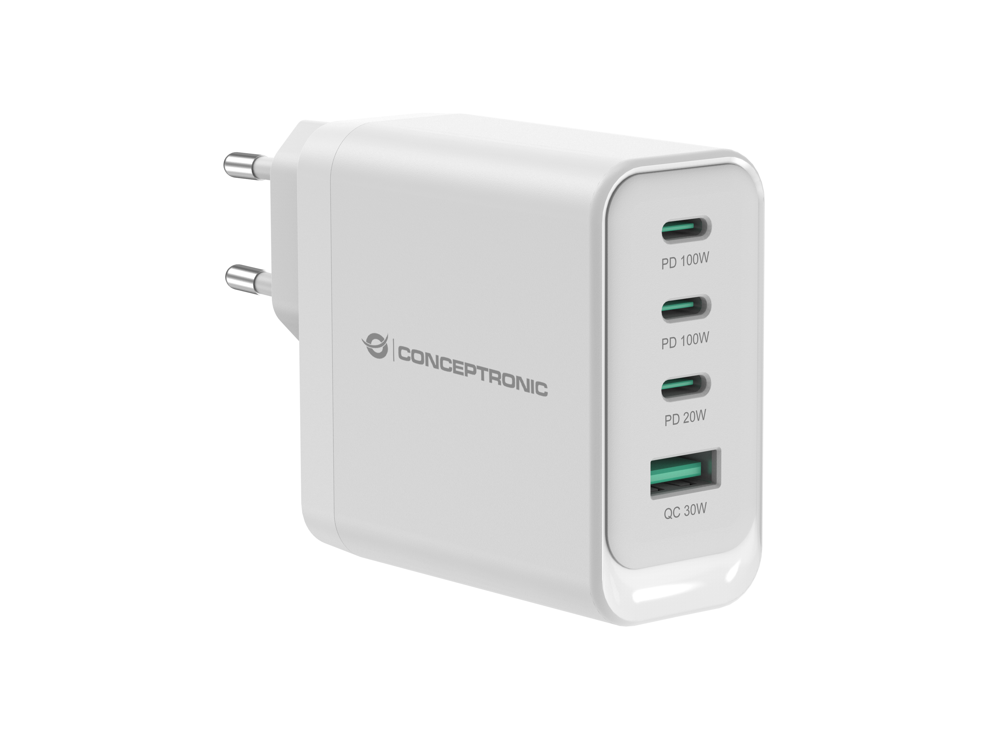 CONCEPTRONIC Ladegerät 4Port GaN 3xUSB-C/1xA100WPD3.0/PPS ws