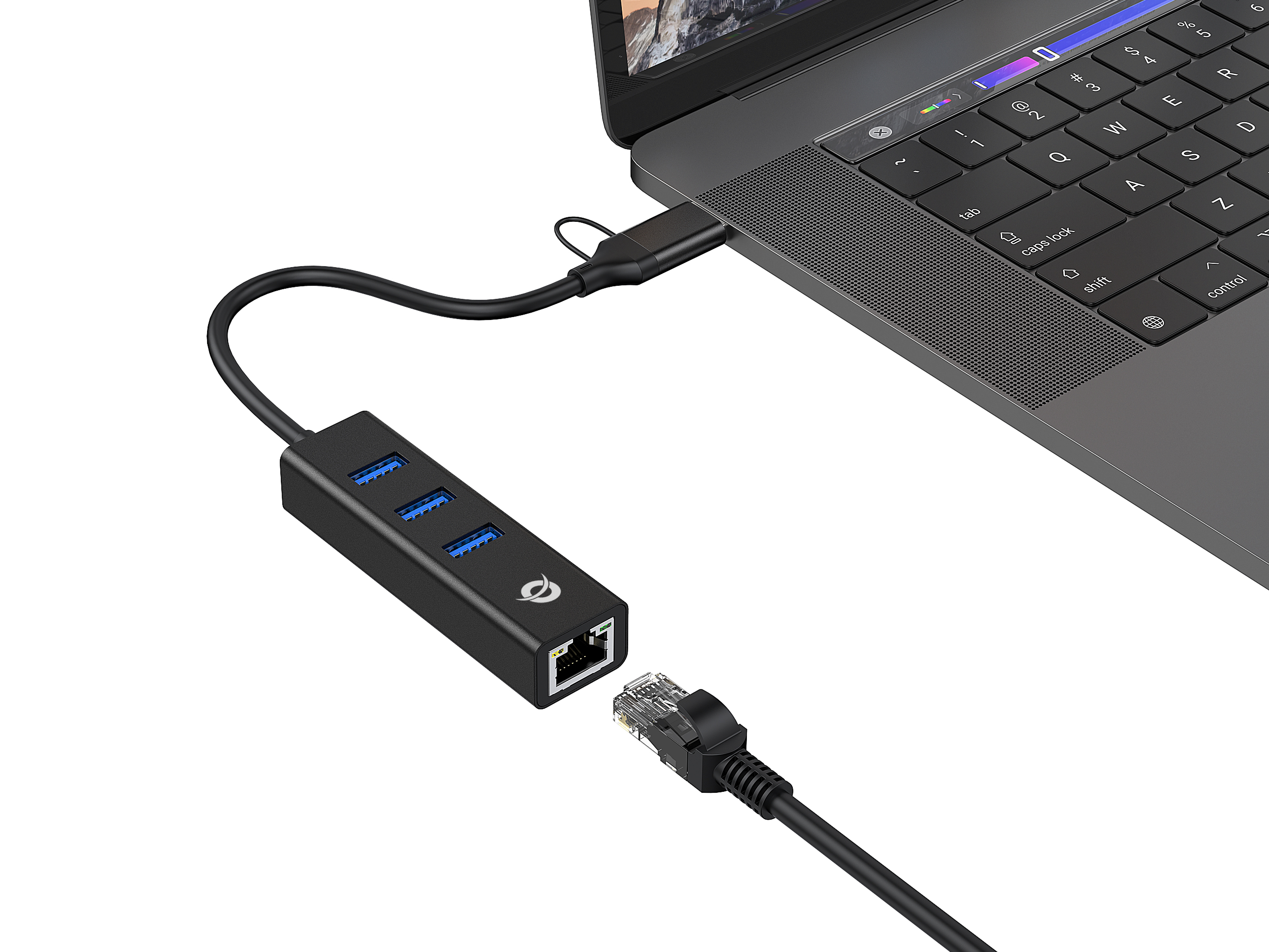 CONCEPTRONIC Adapter USB-C/-A3.0->3xUSB-A/GbE 5Gbs 0.18m sw