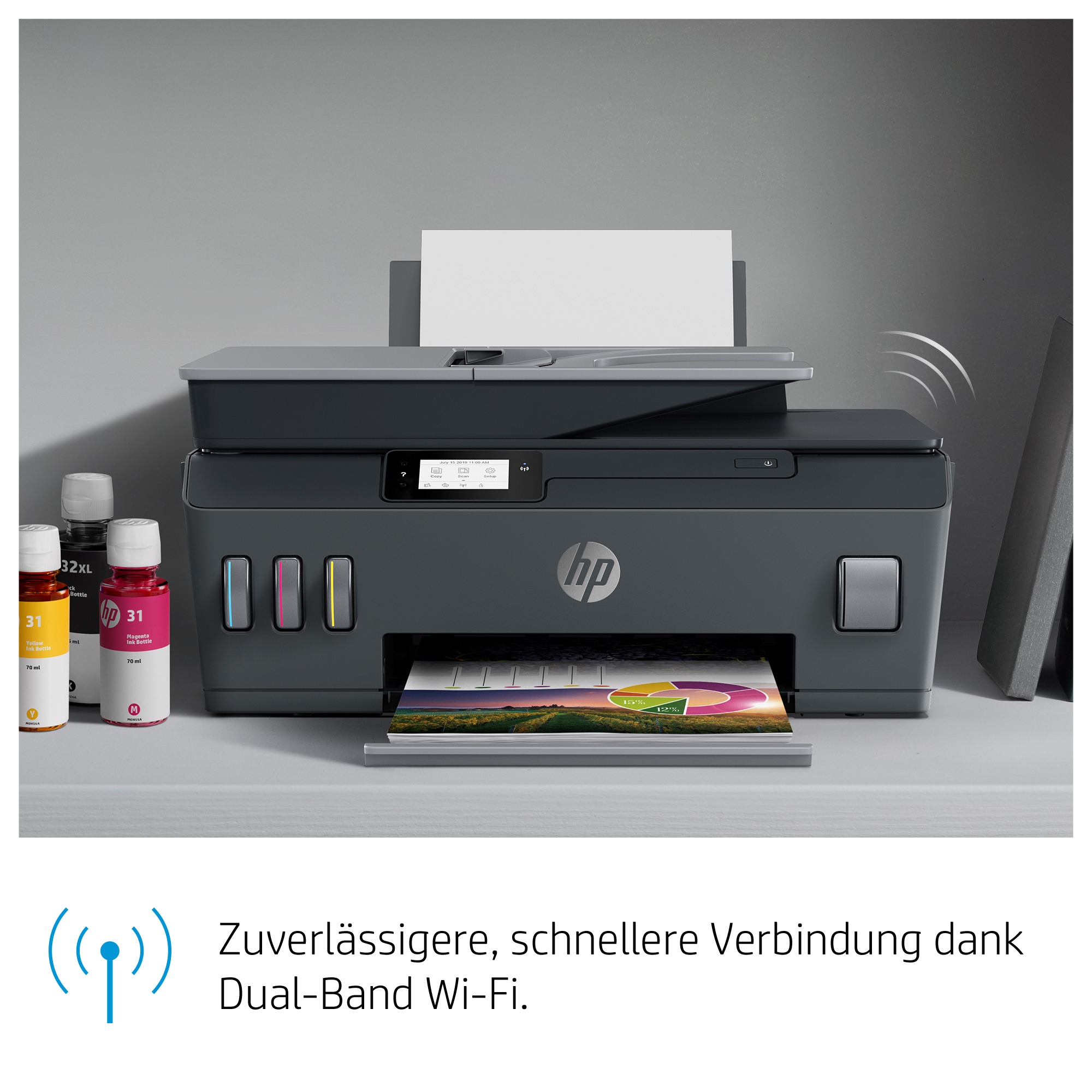 AKTION: HP Smart Tank Plus 655 Wireless All-in-One 4 in 1 Tintenstrahl-Multifunktionsdrucker grau mit 20 Euro CashBack