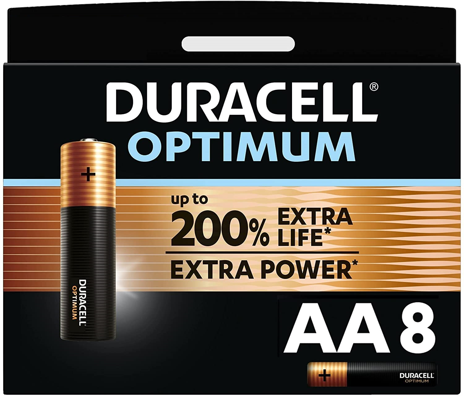 DURACELL Batterien Optimum Alkali-Mangan Mignon AA 1,5 V, 8 St.