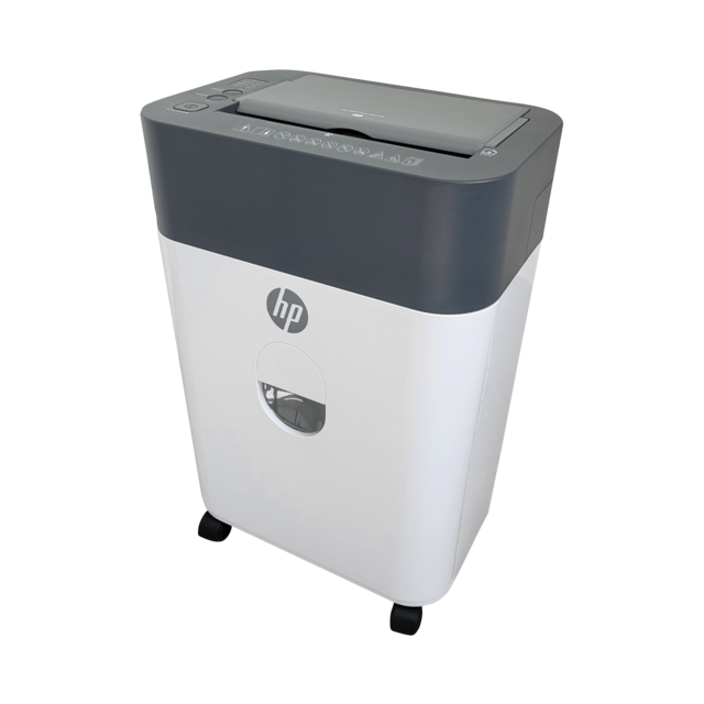 HP OneShred Auto 100CC Aktenvernichter mit Partikelschnitt P-4, 4,3 x 12 mm, bis 100 Blatt, weiß