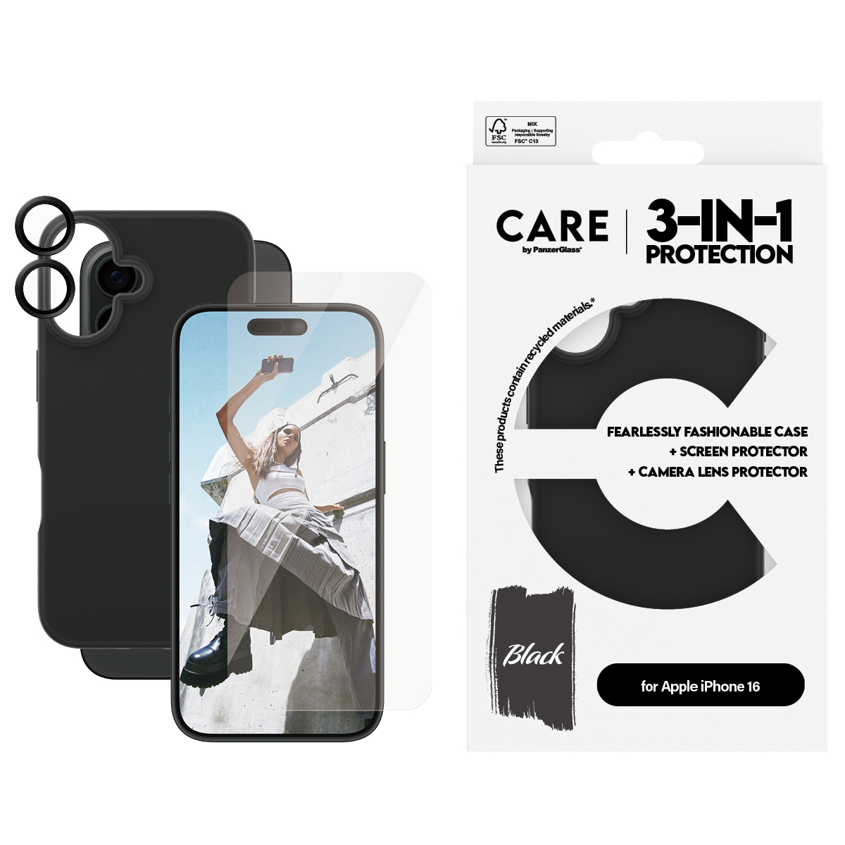CARE BY PANZERGLASS FASHION 3-IN-1 BUNDLE IPHONE 16 6.1INCH