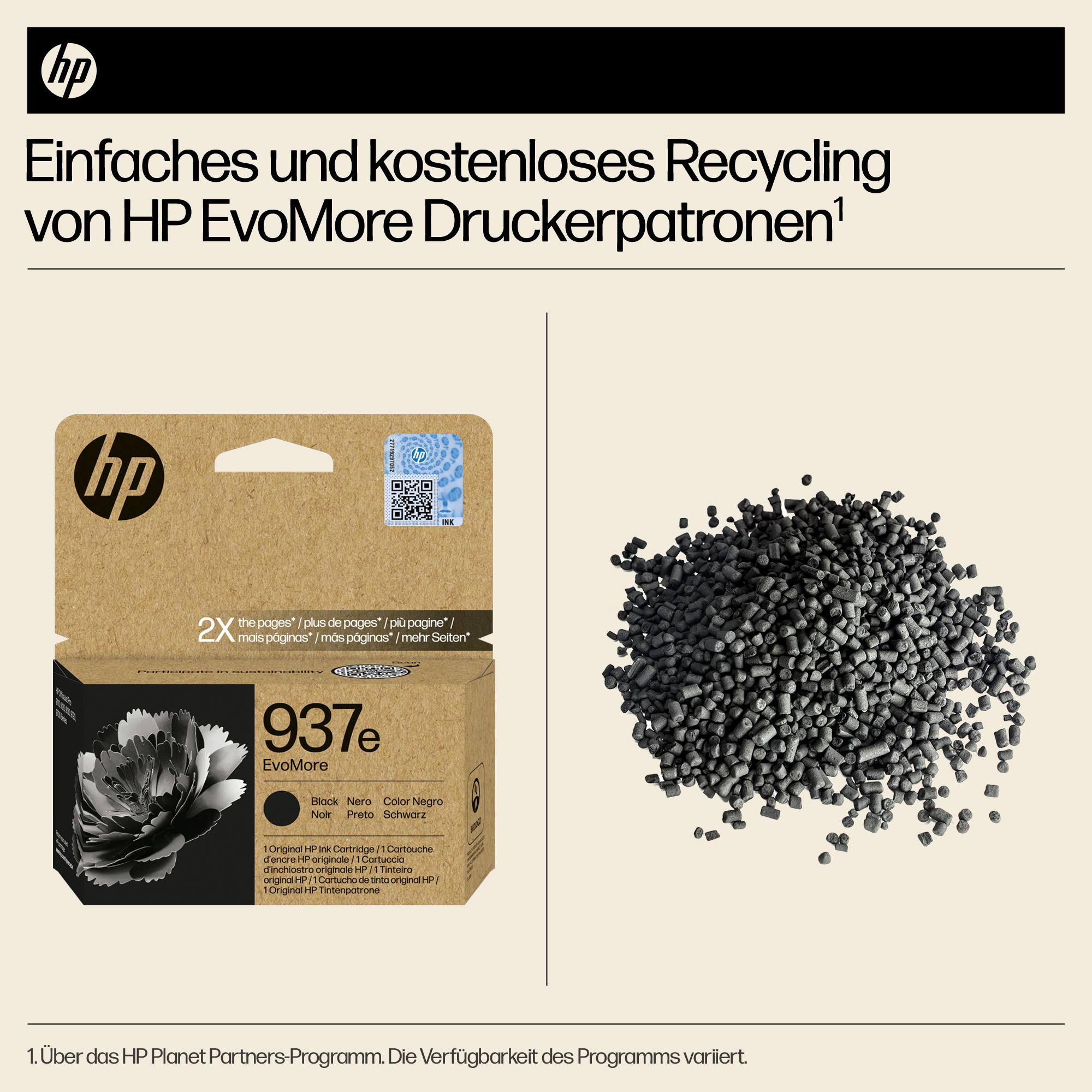 HP 937e Schwarz Tintenpatrone EvoMore