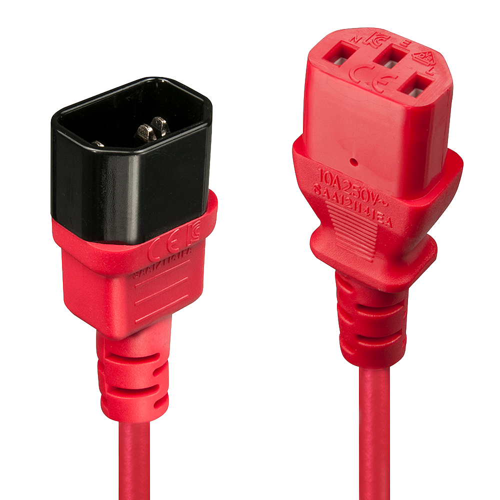 LINDY IEC-Netzverlängerung C14 - C13 rot 2m