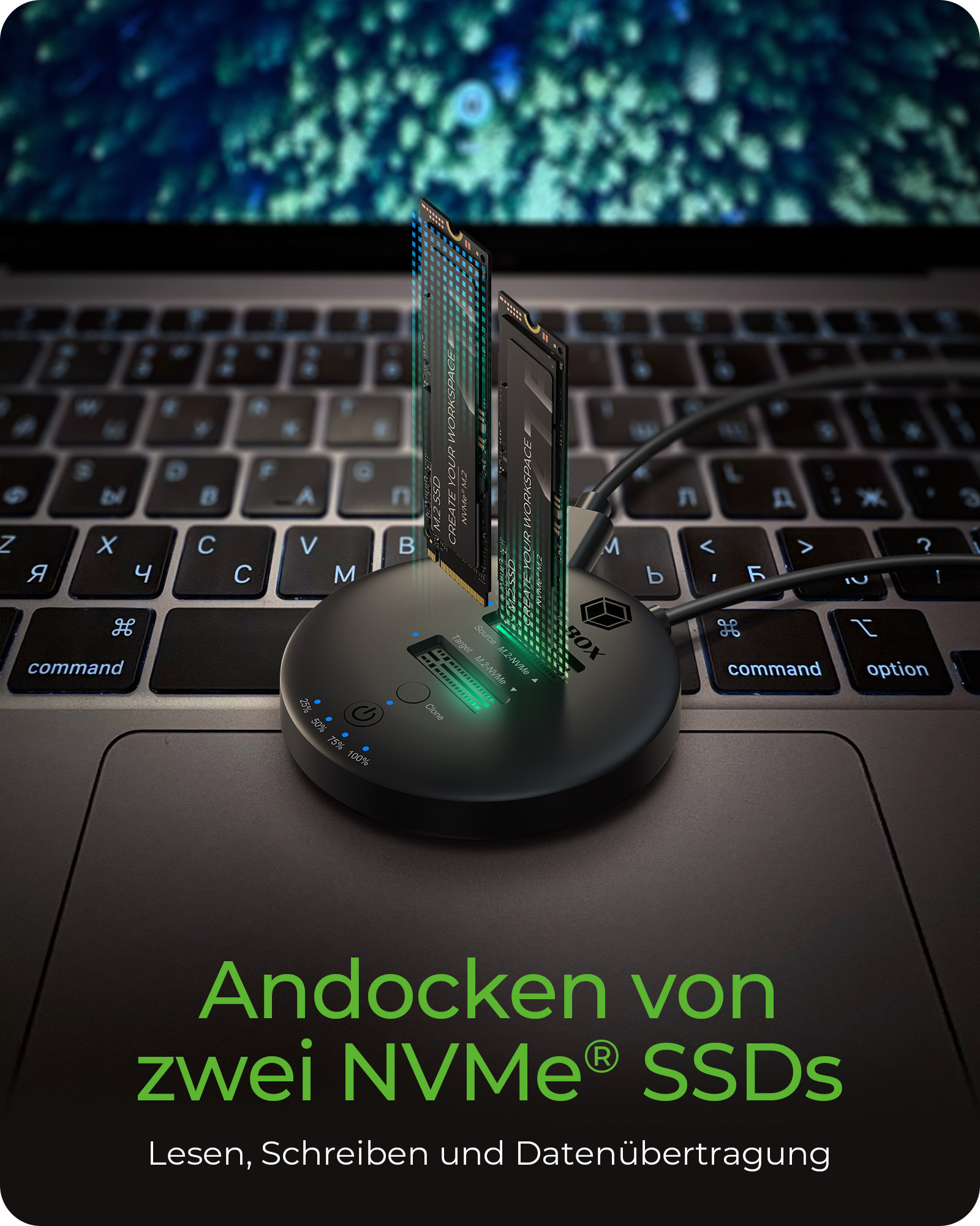 Docking- & Klonstation IcyBox 2x M.2 NVMe SSD