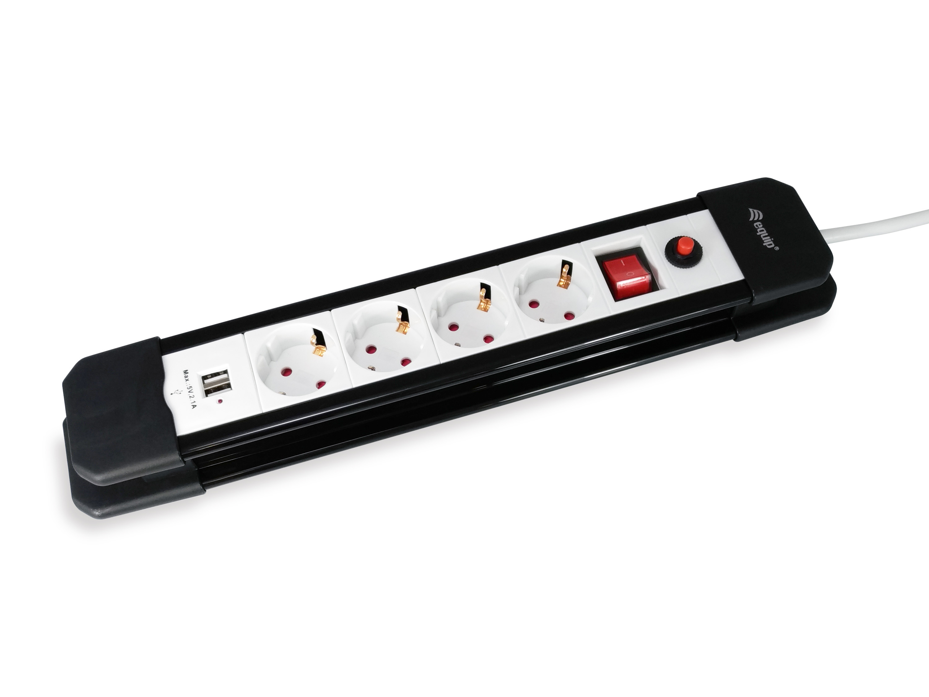 Equip Steckdosenleiste 3xSchuko/2xUSBA+Switch->St.90°CL ÜSS