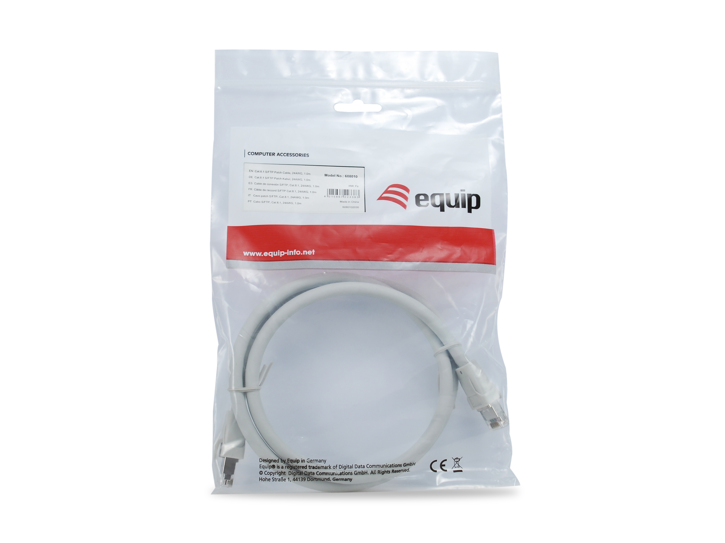 Equip Patchkabel Cat8.1 S/FTP 2xRJ45 0.50m grau LSZH Polybeutel