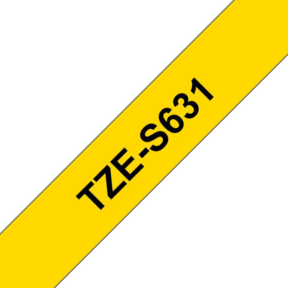 TZE-S631 LAMINATED TAPE 12MM 8M BLACK ON YELLOW EXTRA-STRONG
