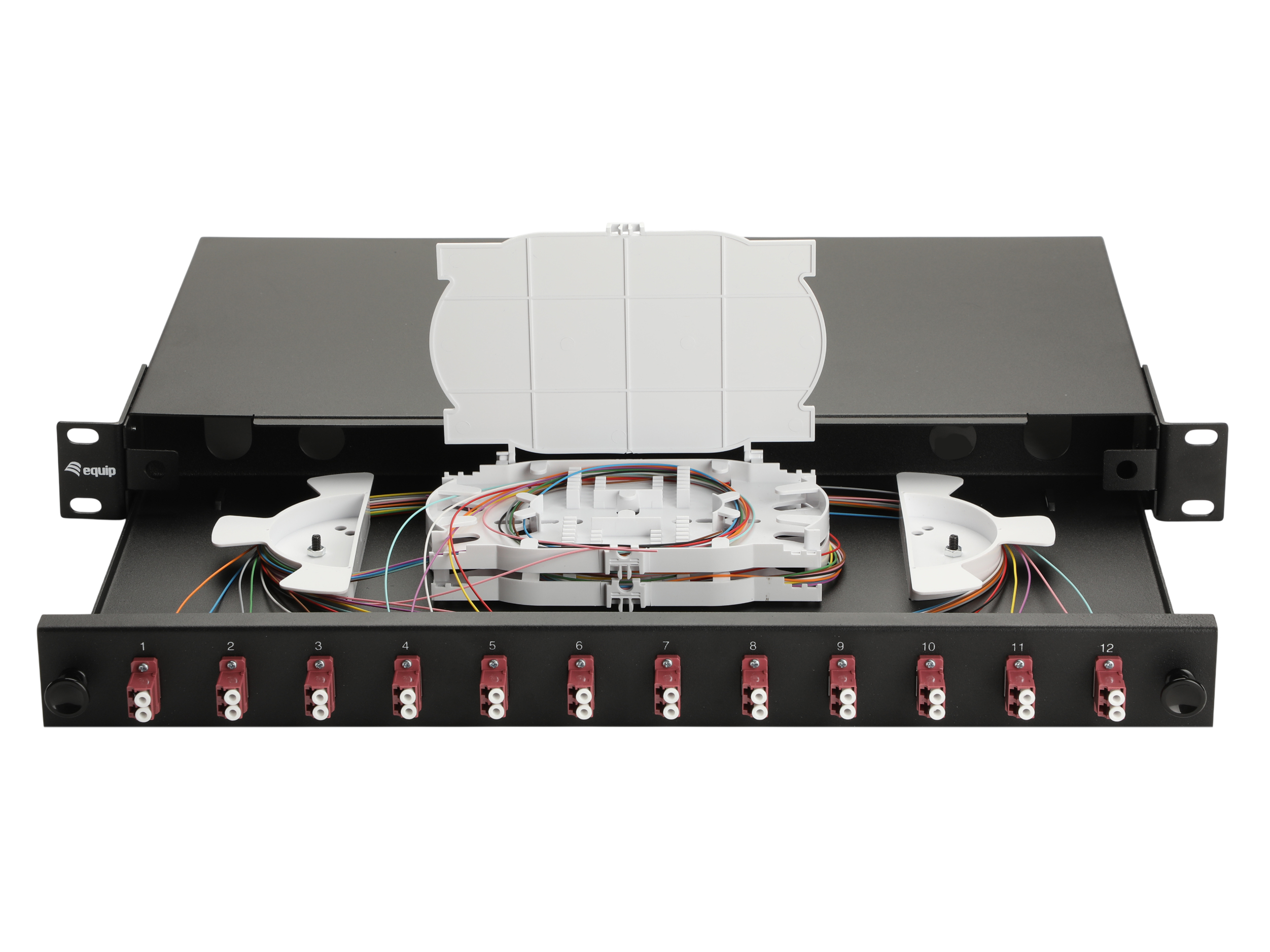 Equip LWL-Spleißkasten 12-Port LC-Duplex OM4 1U komplett sw
