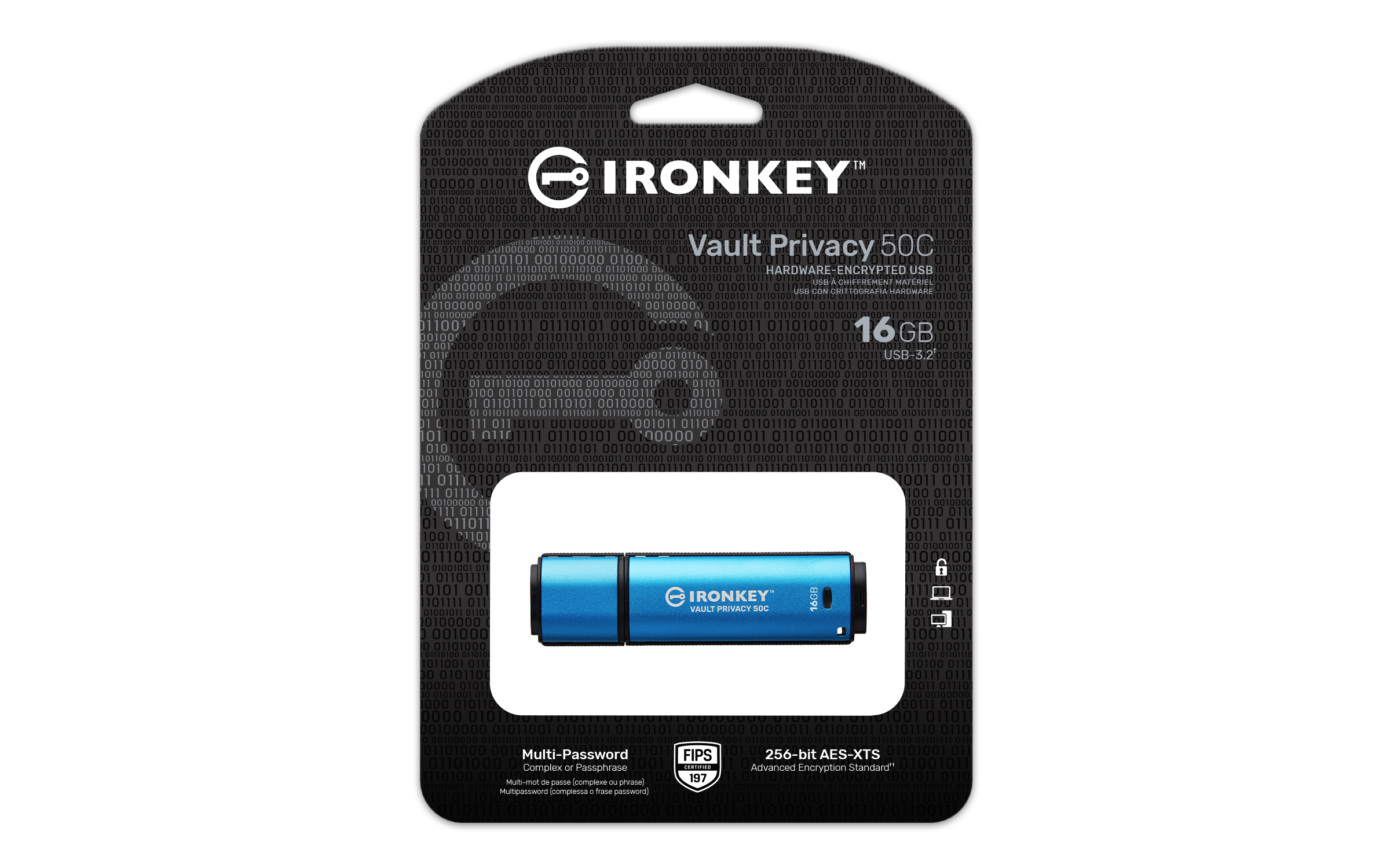 KINGSTON 16GB USB-C IronKey Vault Privacy 50C AES-256 Encrypted FIPS 197