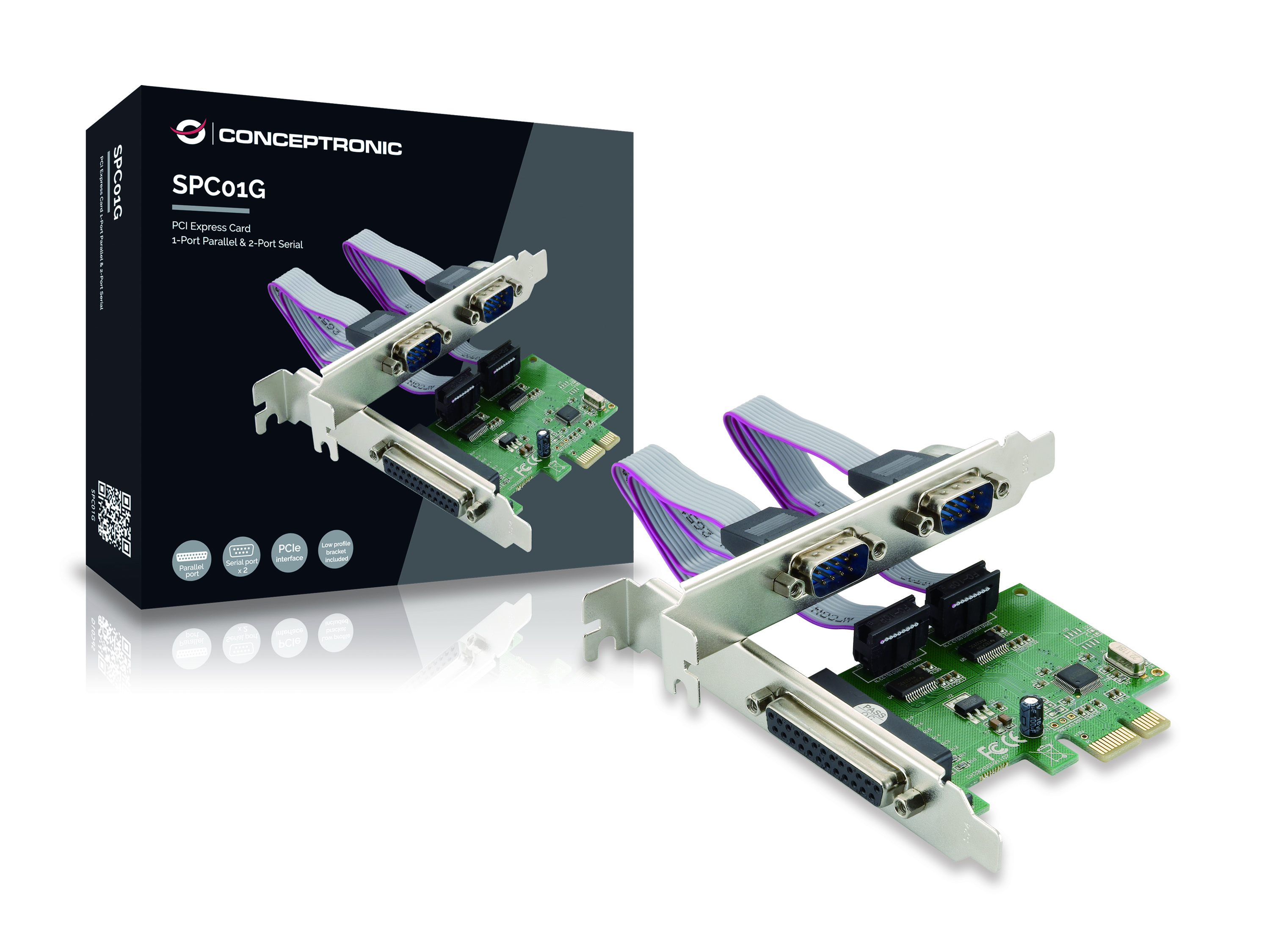 CONCEPTRONIC PCIe1x Card 2xRS232-Seri./1xParal. 2.5Gbps