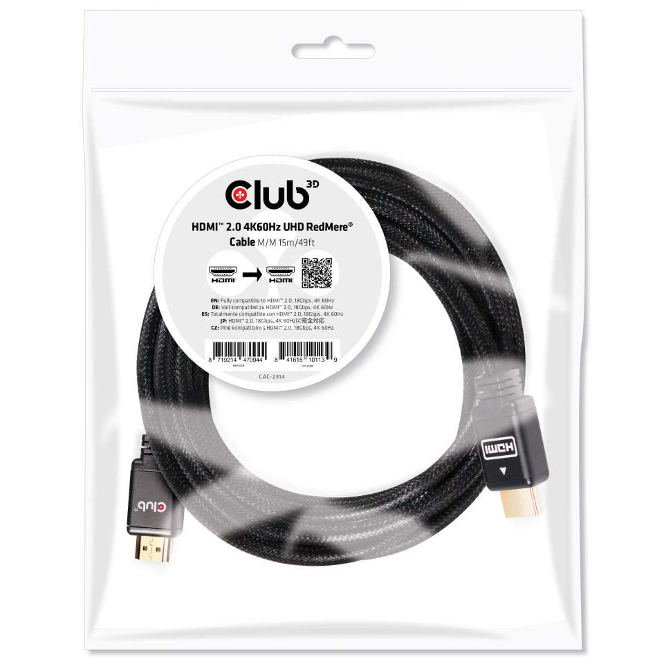 Club3D HDMI-Kabel A -> A 2.0 RedMere 4K60Hz UHD 15 Meter retail