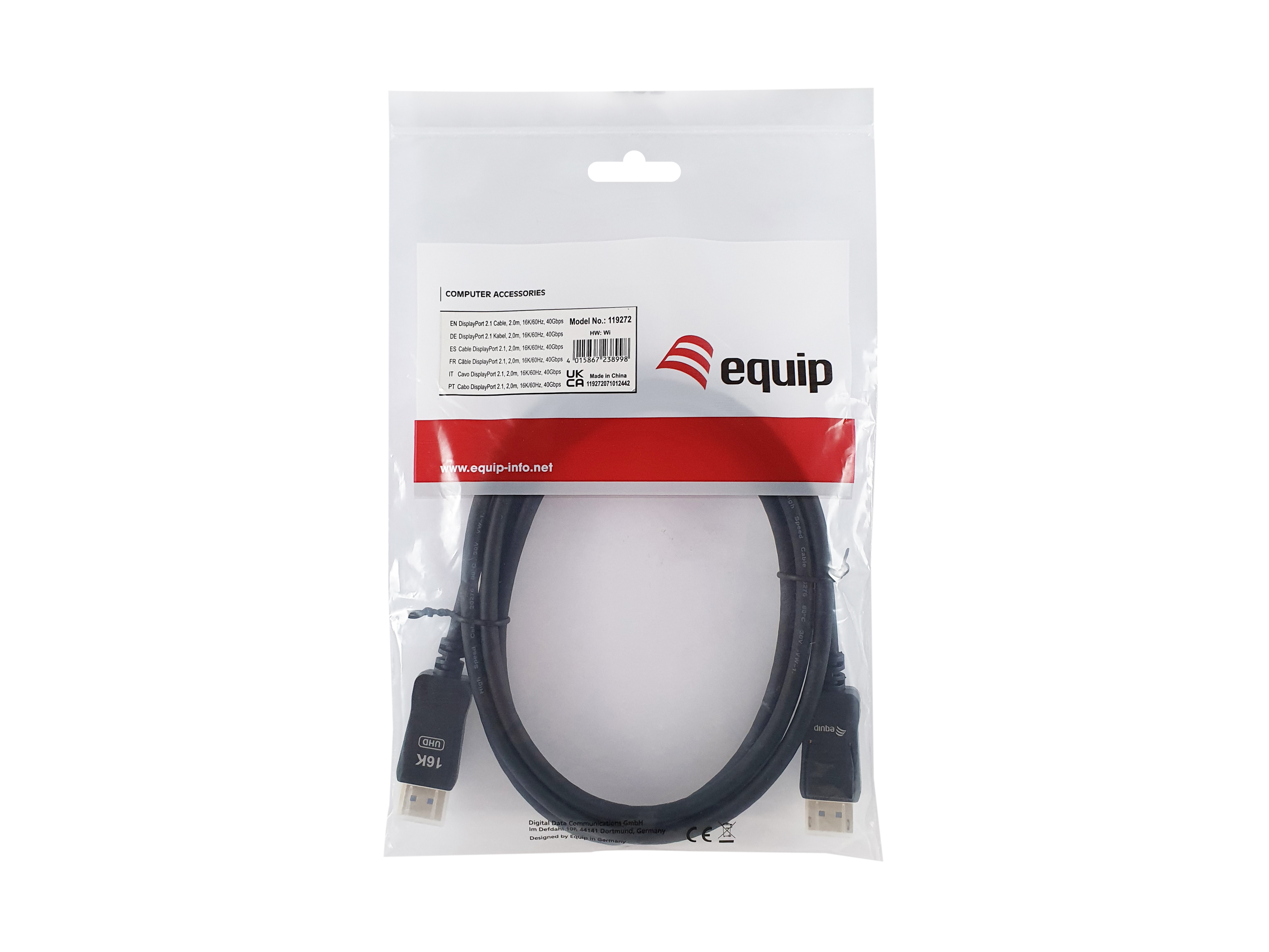 Equip DisplayPort 2.1 16K/60Hz St/St 2.00m schwarz