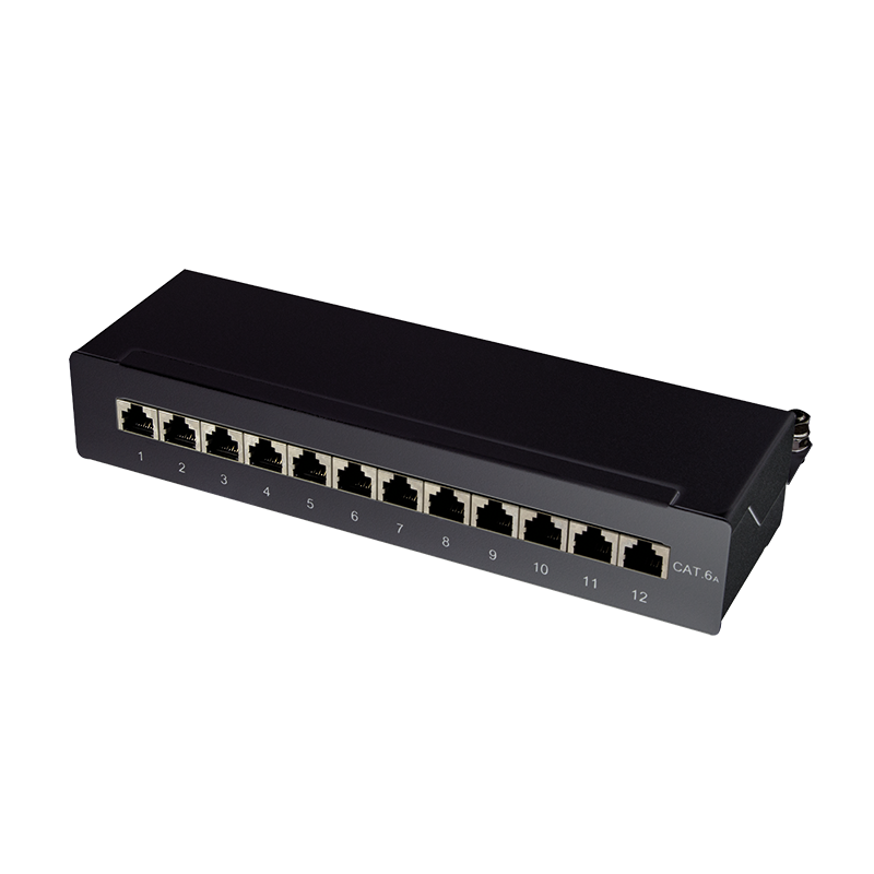 Logilink Patchpanel Tisch/Wand Cat.6A STP 12 Ports, schwarz