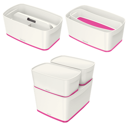 LEITZ MyBox Aufbewahrungsbox 5,0 l perlweiß/pink 31,8 x 19,1 x 12,8 cm, 1 St.
