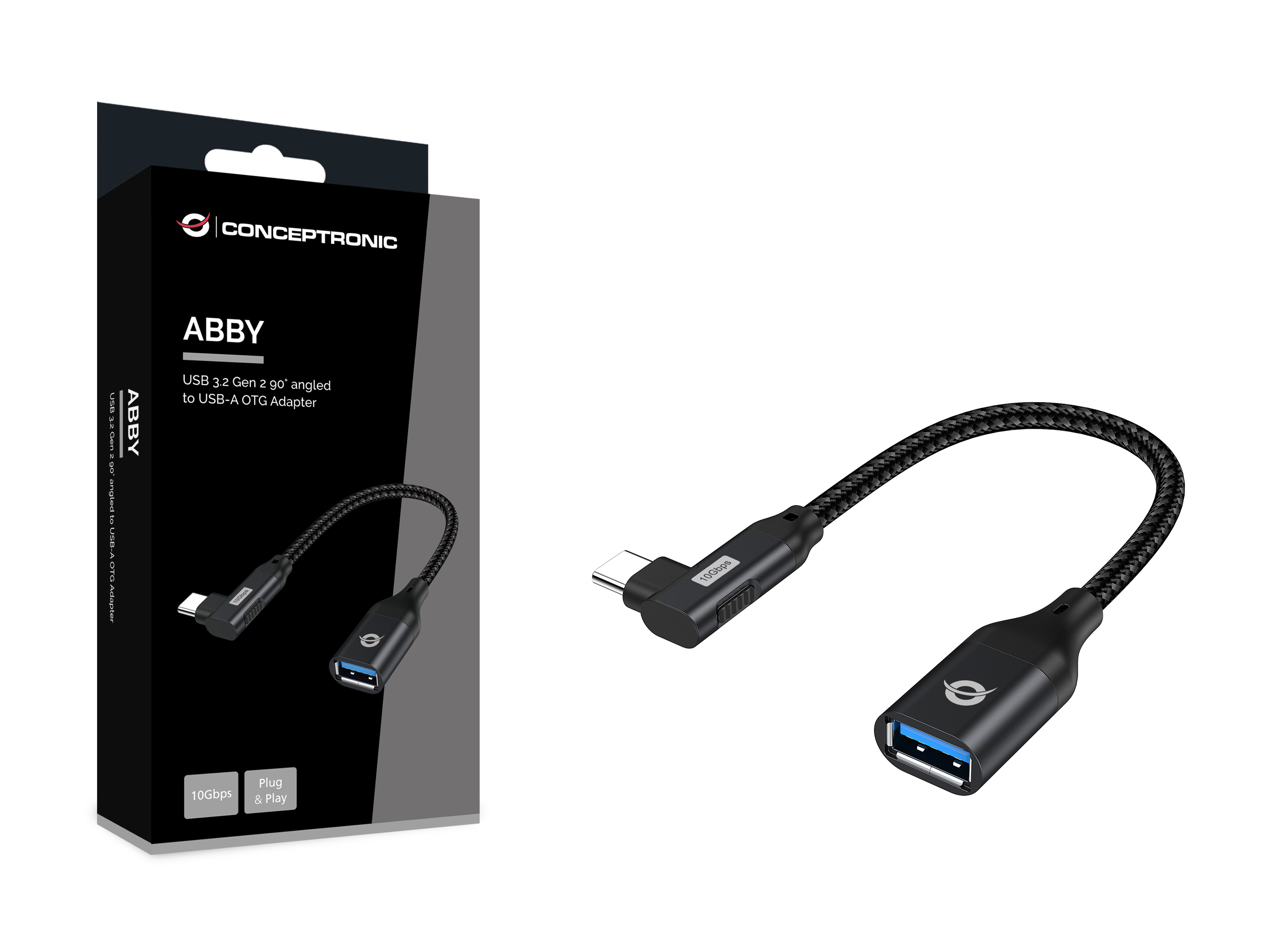 CONCEPTRONIC Adapter USB-C3.2 90°->USB-A3.0 10Gbs 0.15m sw