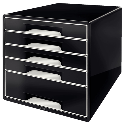 LEITZ Schubladenbox CUBE Duo Colour schwarz/grau 52531095, DIN A4 mit 5 Schubladen, 1 St.