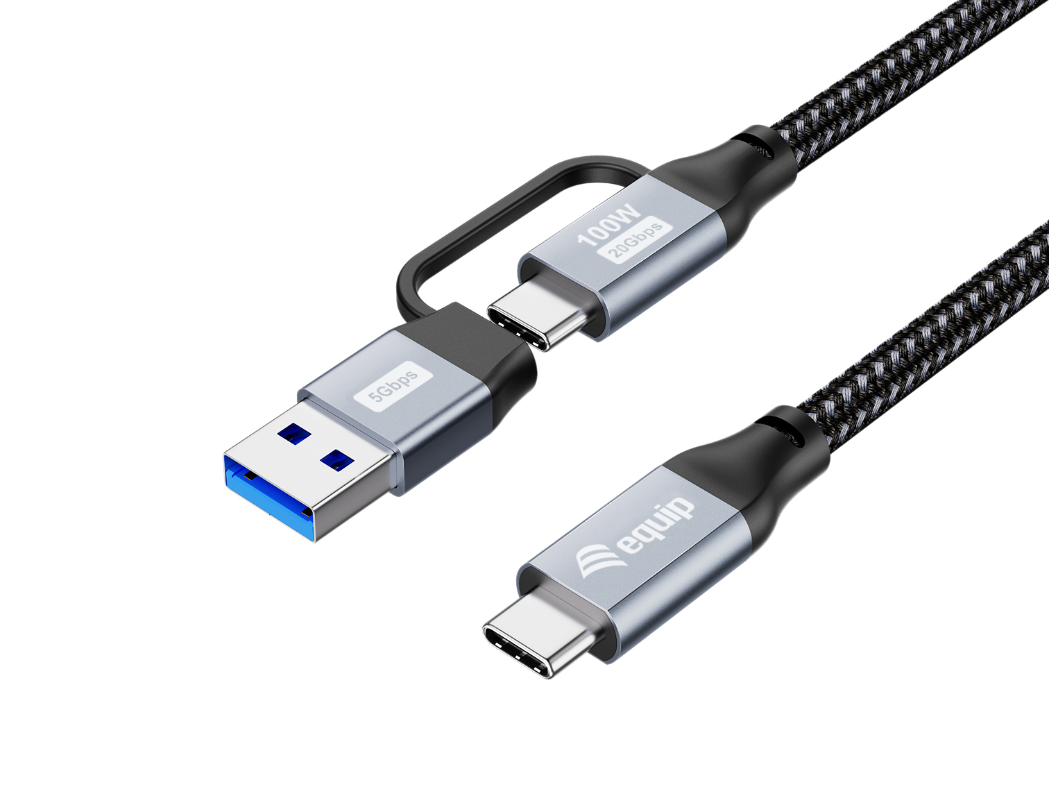 Equip Kabel USB-C3.2->C/A Gen2x2 PD100W St/St 3.00m schwarz