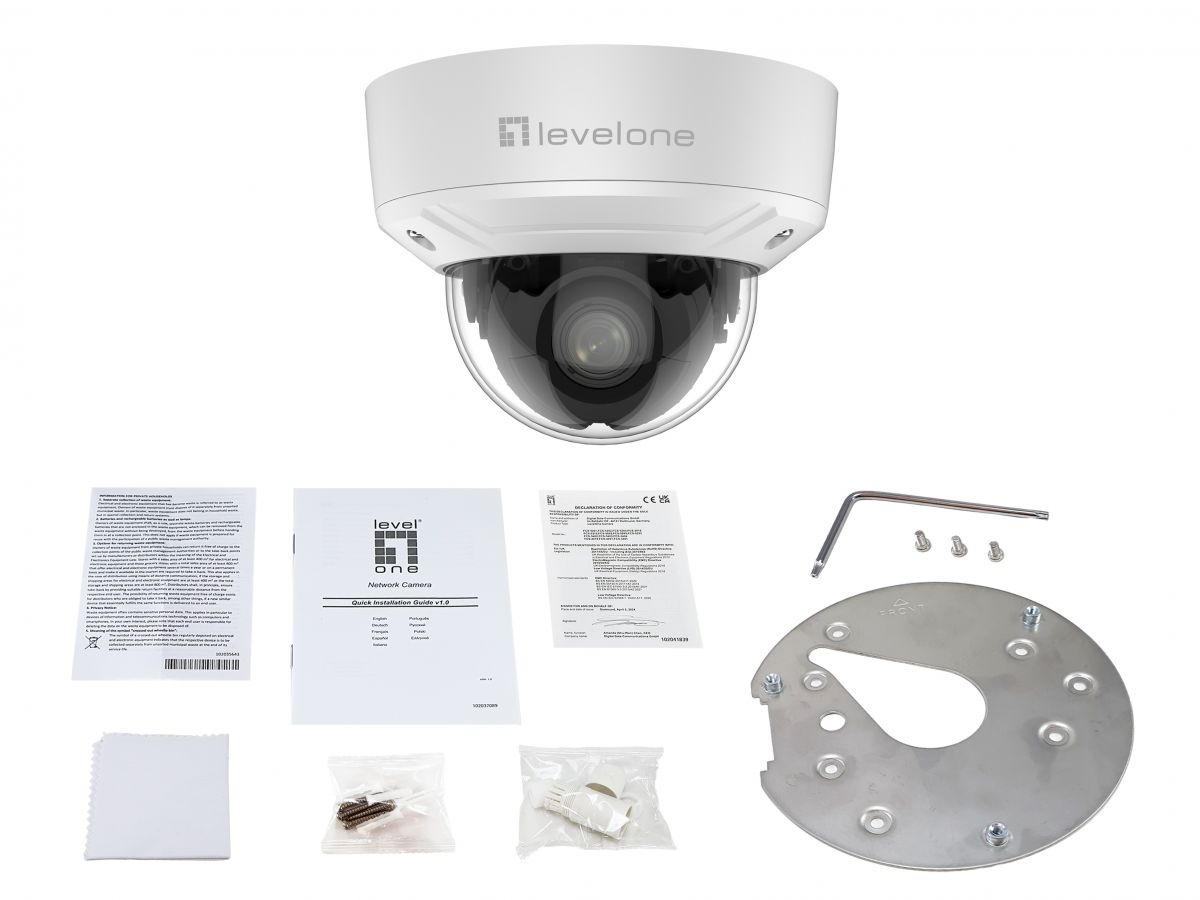 LevelOne IPCam 4xZ Dome Fix Out 2MP/H.265/IR/ 10W/PoE/IP67
