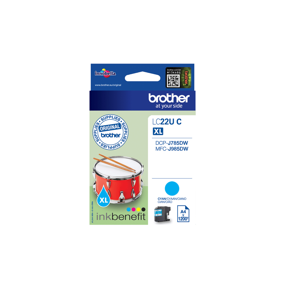 LC-22UC INK CARTRIDGE CYAN F/MFC-J985DW 1200 PGS STD 24711