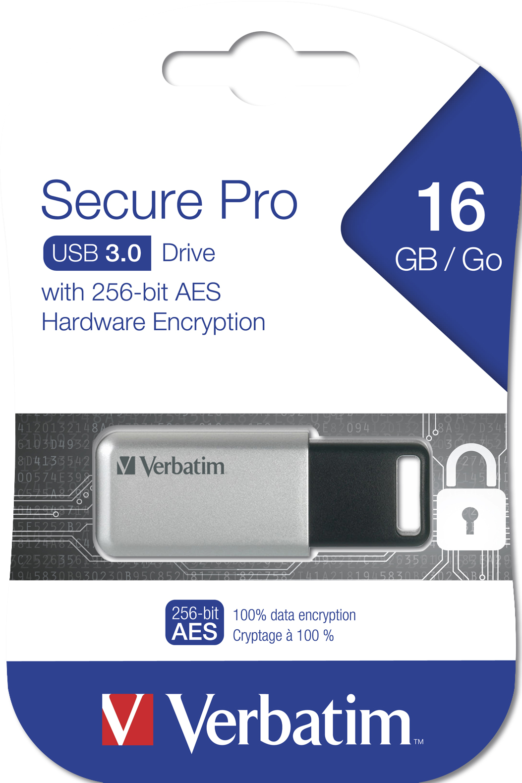 USB-Stick 16GB Verbatim 3.2 Drive Secure Data Pro (PC&MAC)