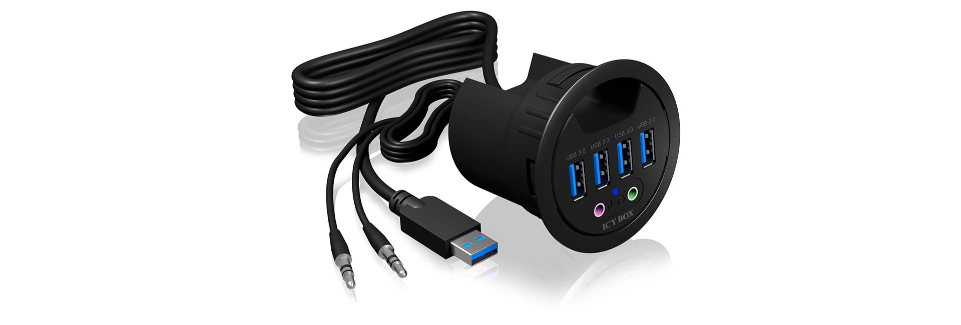 Hub 4-Port IcyBox USB 3.0 IB-Hub1403A Tisch-Hub mit Audio retail
