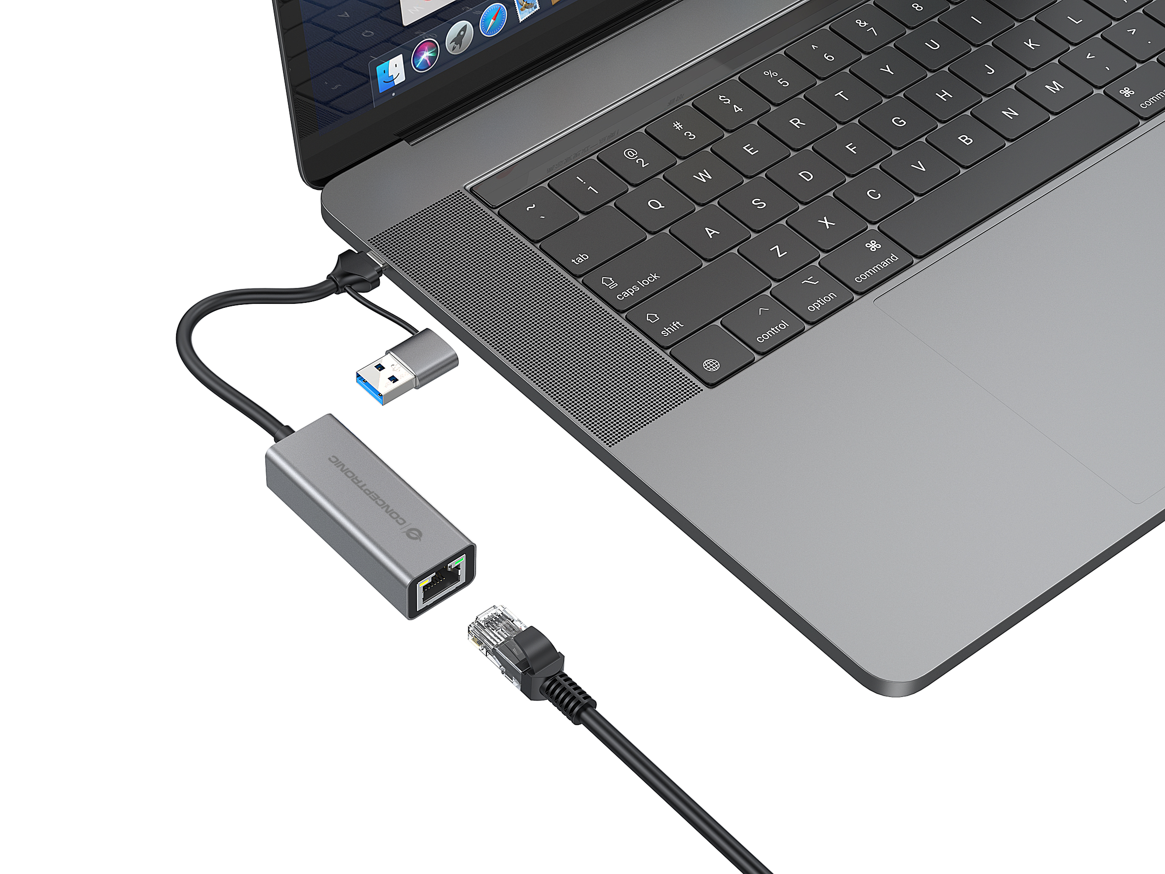 CONCEPTRONIC Adapter USB-C/-A3.0->GbE 5Gbs 0.18m gr