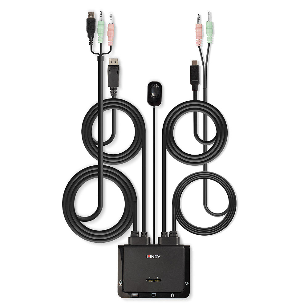 2 PORT DISPLAYPORT 1.2 USB TYP TYPEC USB 2.0 AUDIO CABLE KVM SW