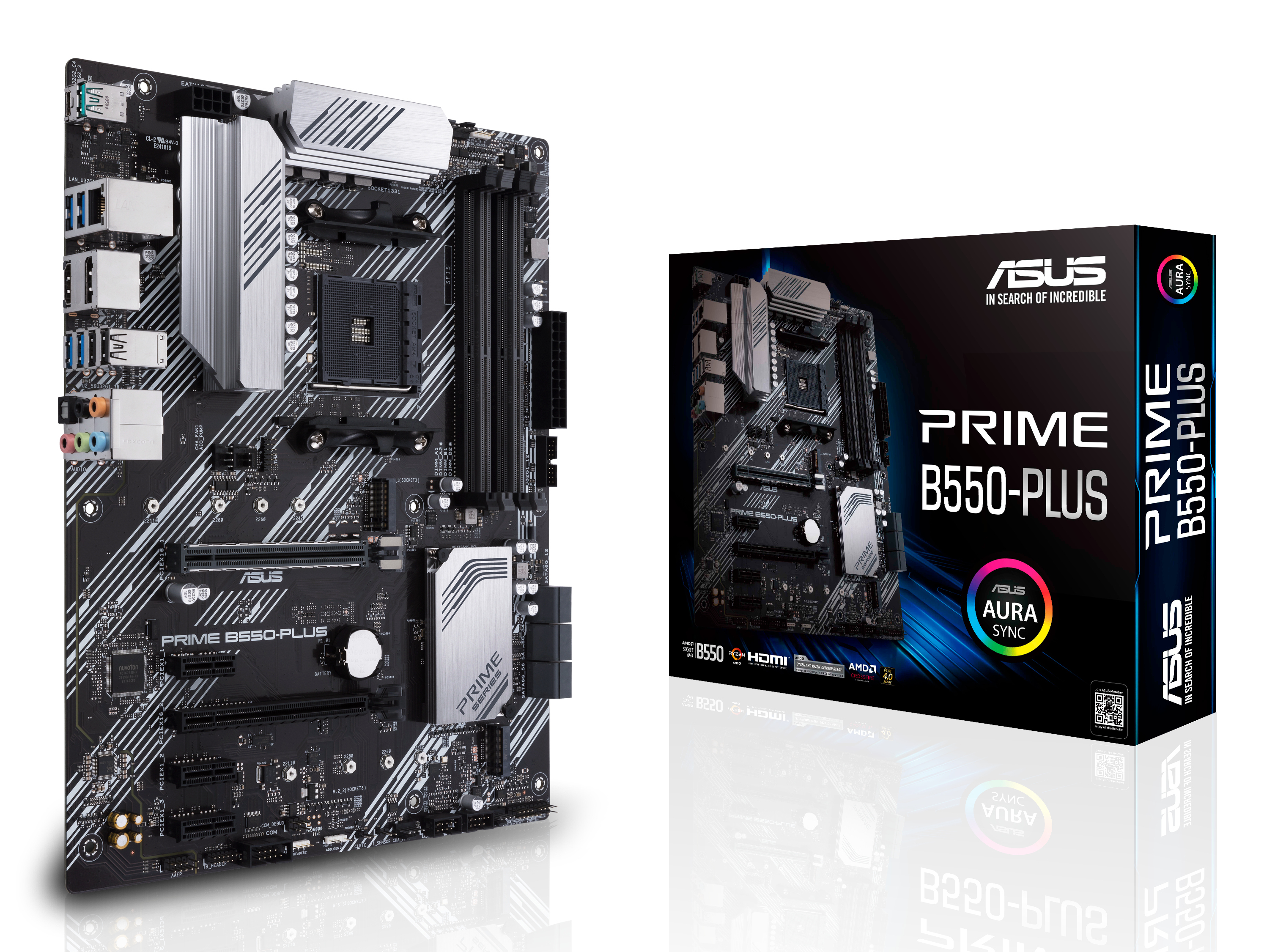 ASUS PRIME B550-PLUS AMD AM4 Socket ATX DDR4 3rd Gen AMD Ryzen Dual M.2 PCIe 4.0 1 Gb Ethernet USB 3.2 Gen 2 Type-A and Type-C