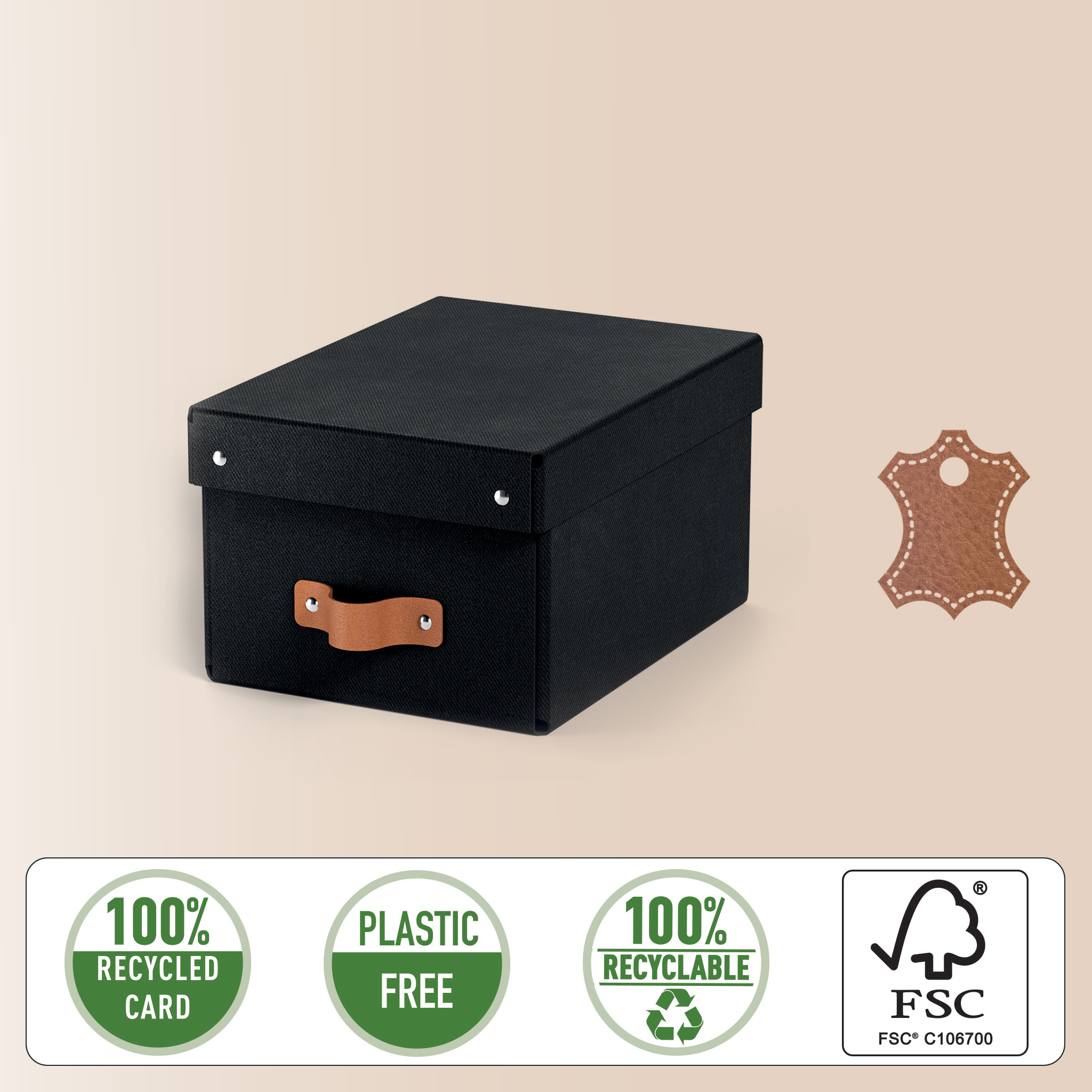 LEITZ Puro Aufbewahrungsboxen 7,0 l schwarz 20,0 x 28,0 x 15,0 cm, 2 St.