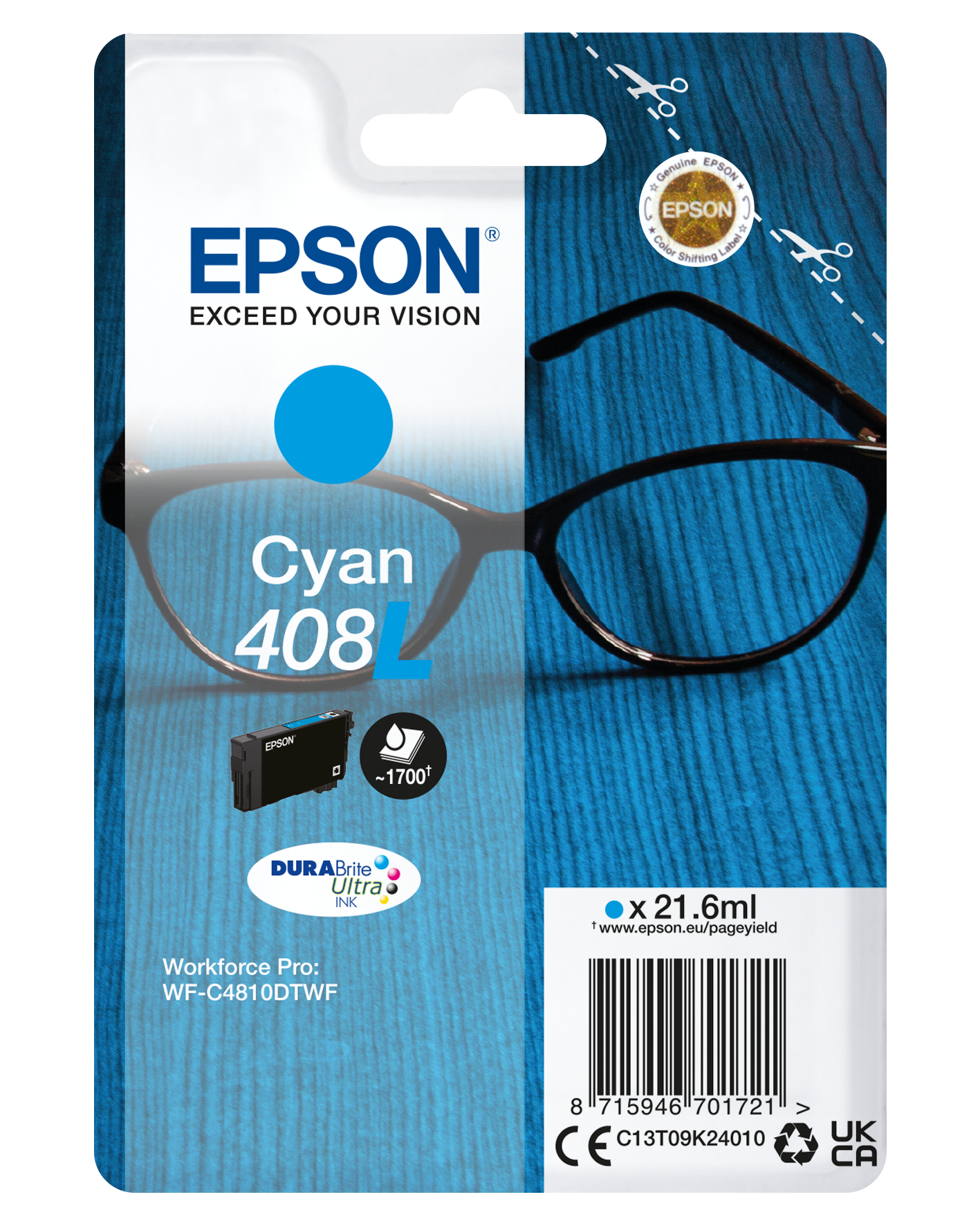 EPSON 408L/T09K2 (Brille) cyan Druckerpatrone