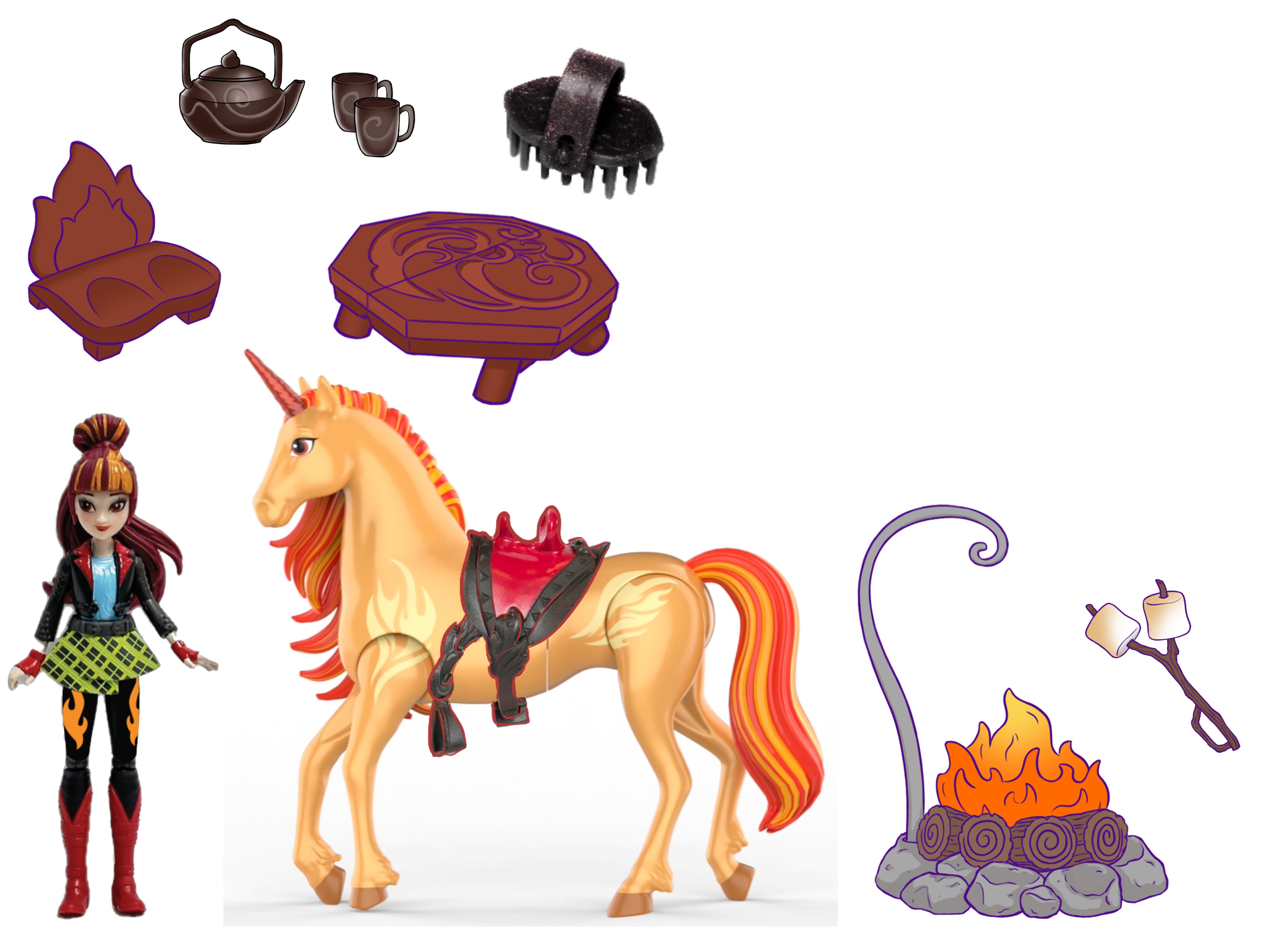 Unicorn Academy - Cinders Lagerfeuer-Set, Spielfigur