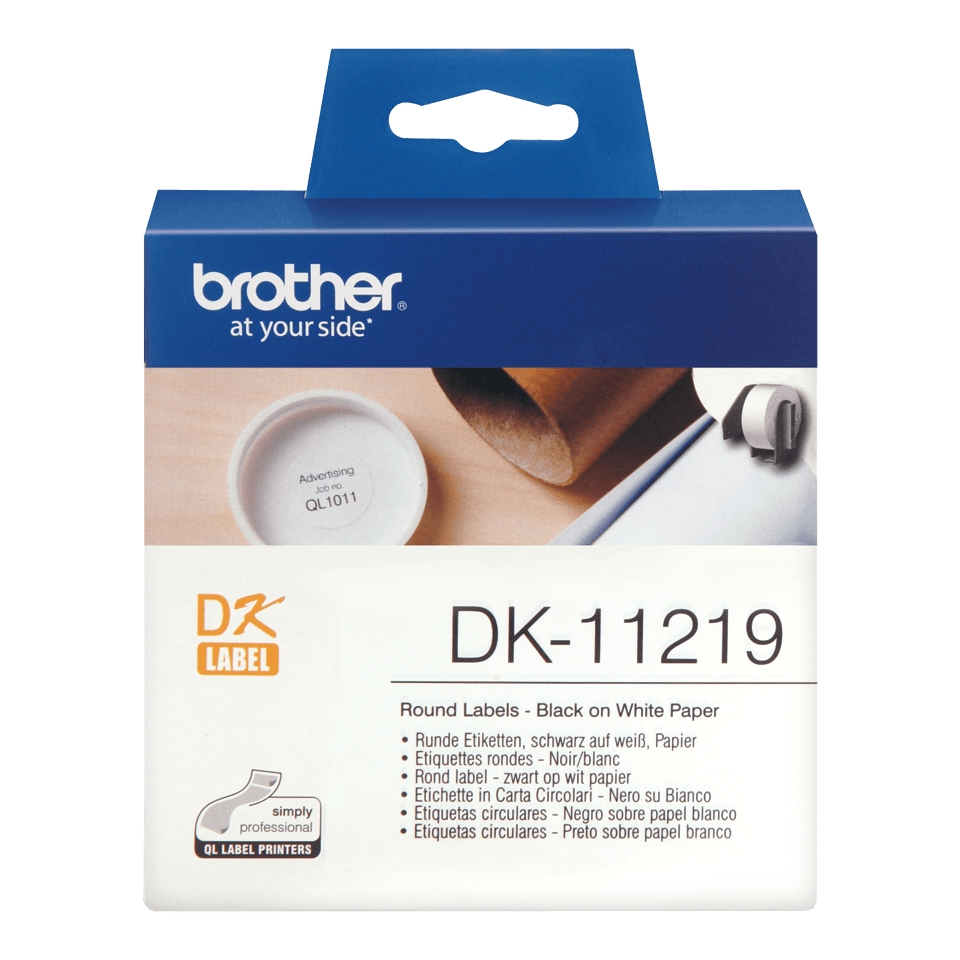 brother Etikettenrolle für Etikettendrucker DK11219 weiß, Ø 12,0 mm, 1 x 1.200 Etiketten