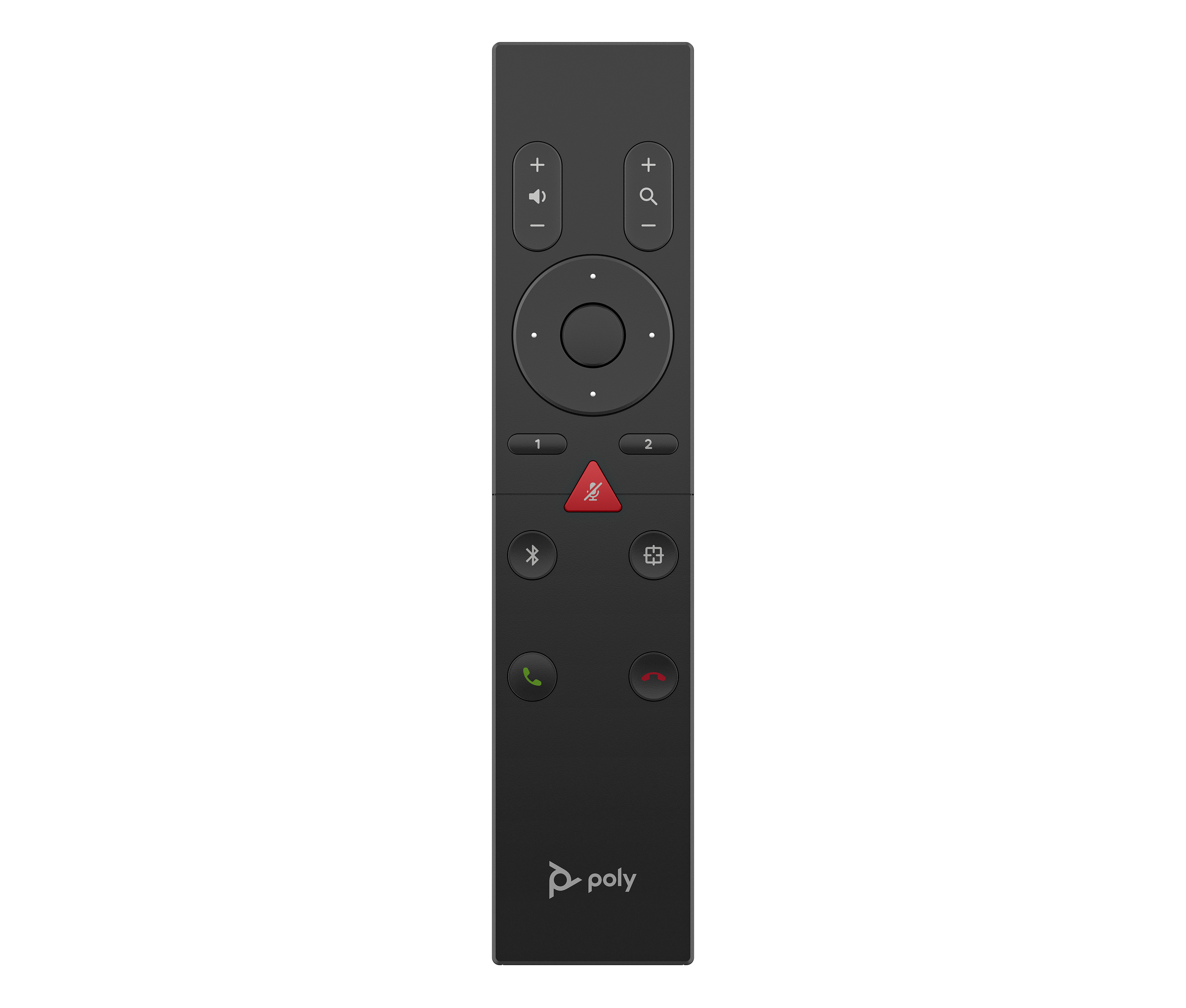 HP Poly Studio R30/Studio USB Bluetooth Remote Control for use with the Polycom Studio USB and R30. Includes 2 AAA batteries