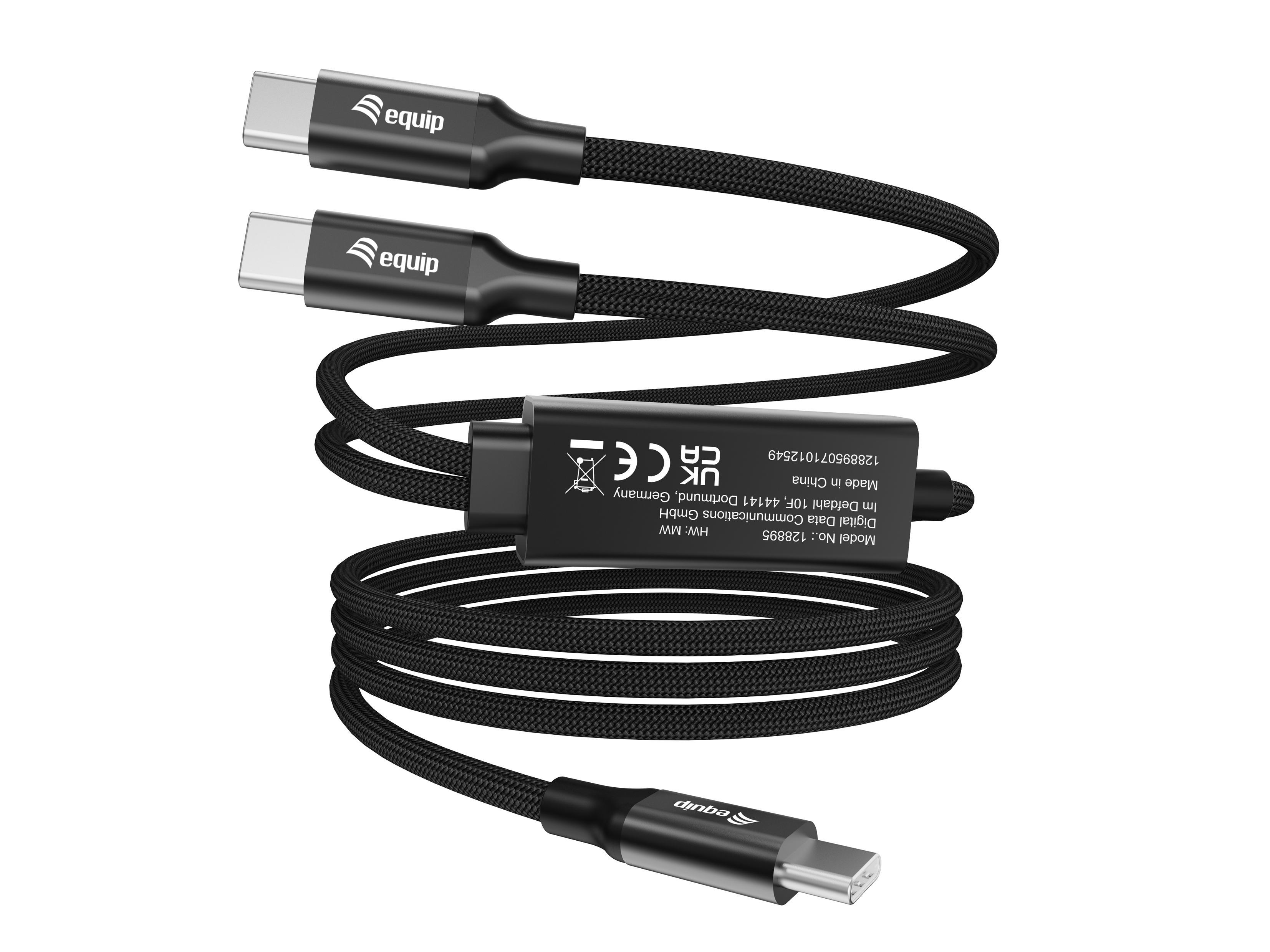 Equip Kabel USB-C4.0->C Y-Kabel PD140W St/St 1.50m schwarz