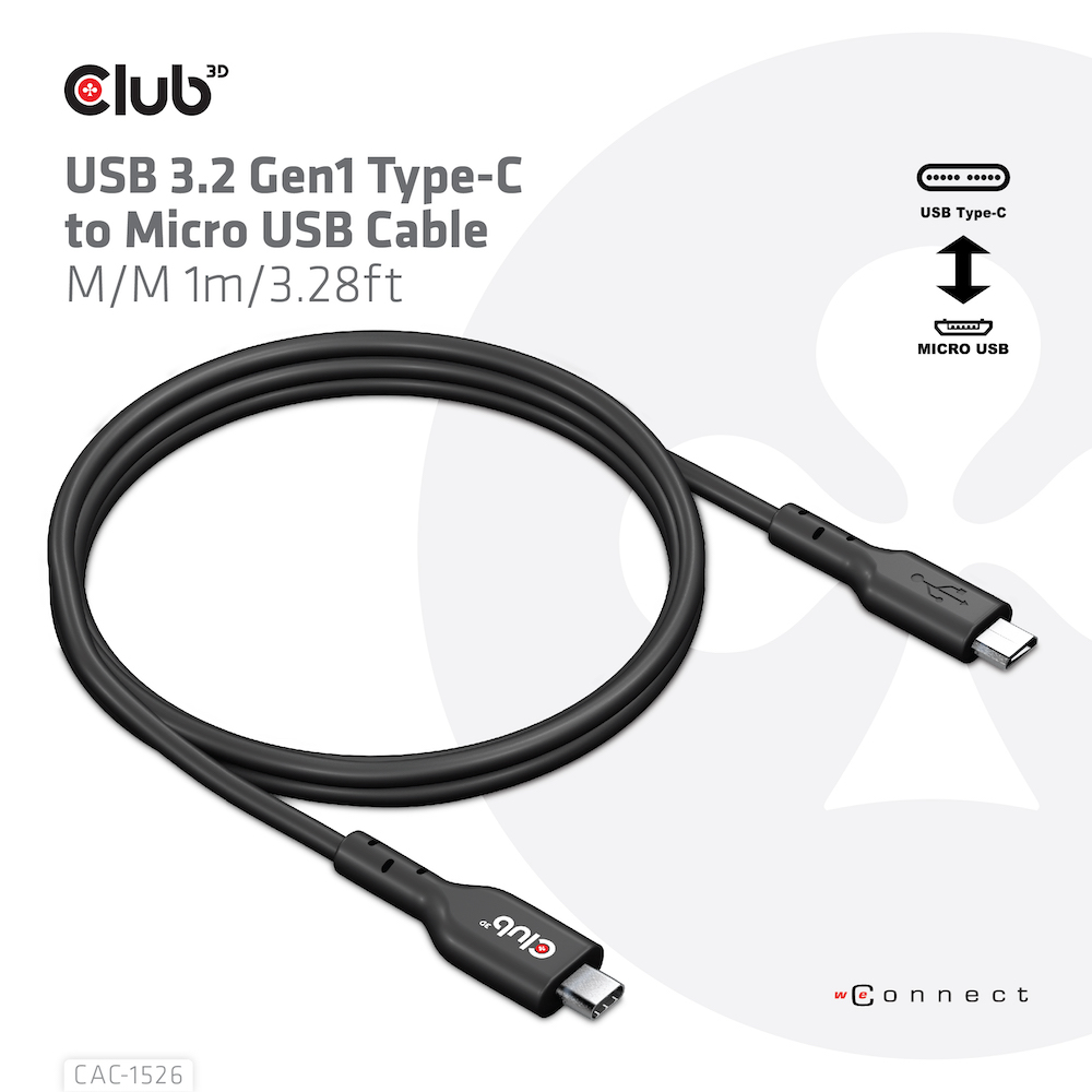 Club3D Kabel USB 3.2 Typ C  Micro USB 1m St/St retail