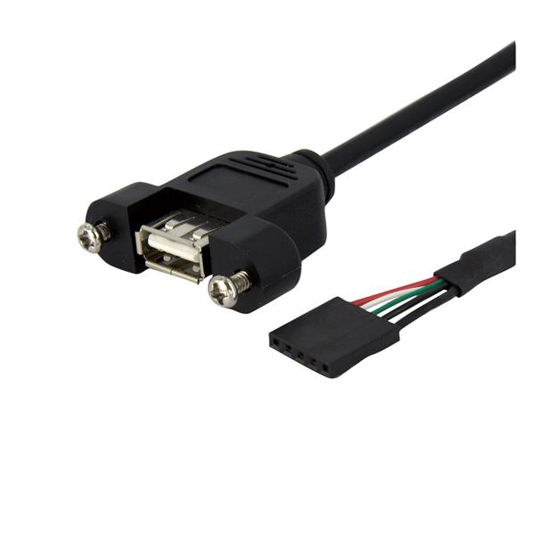 StarTech.com Panel Mount USB Kabel 30cm USB 2.0 Schwarz Buchse