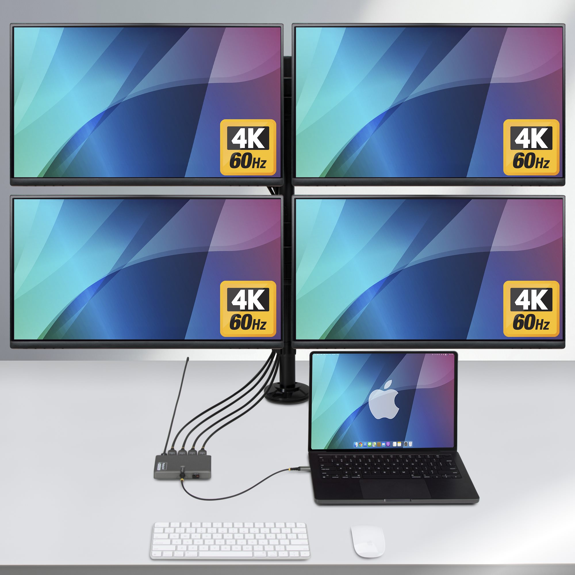 STARTECH.COM USB-C zu 4-Monitor Workstation Adapter 4K 60Hz HDMI 140W PD Passthrough USB fur Tastatur und Maus TAA